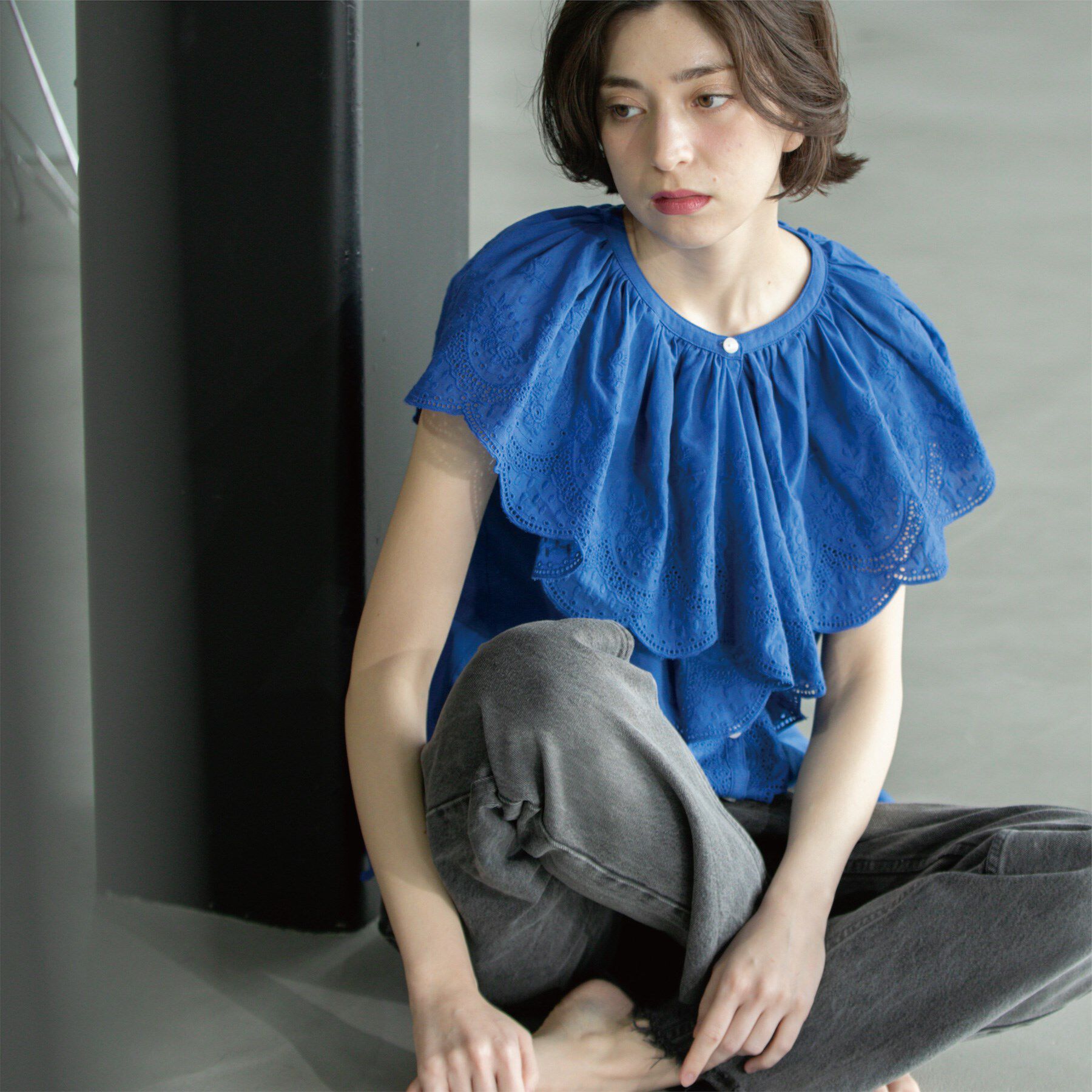 OPAQUE.CLIP「刺繍レースカラーブラウス」|シャツ・ブラウス|