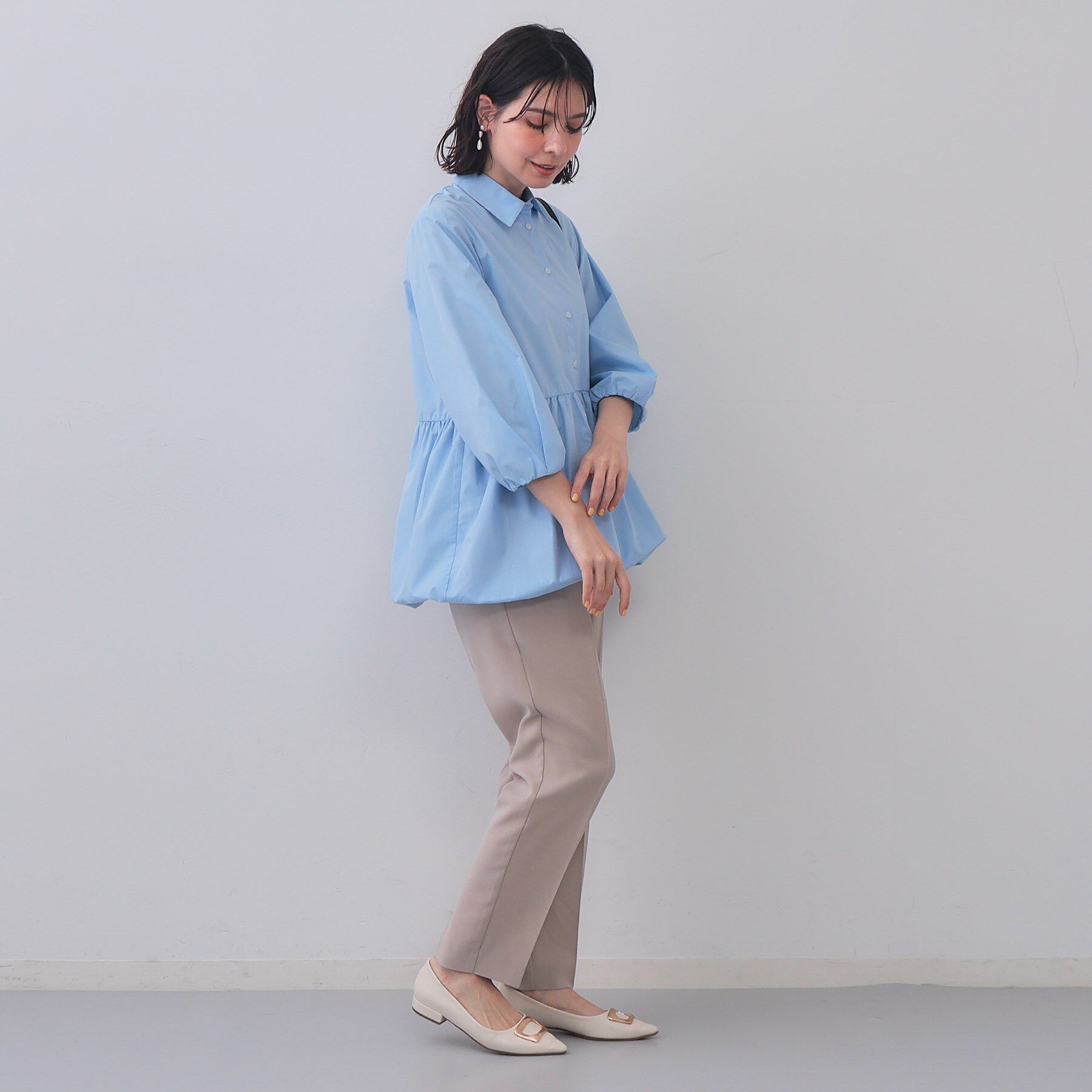 OPAQUE.CLIP「裾バルーンペプラムシャツ【洗濯機洗い可】」|シャツ・ブラウス|