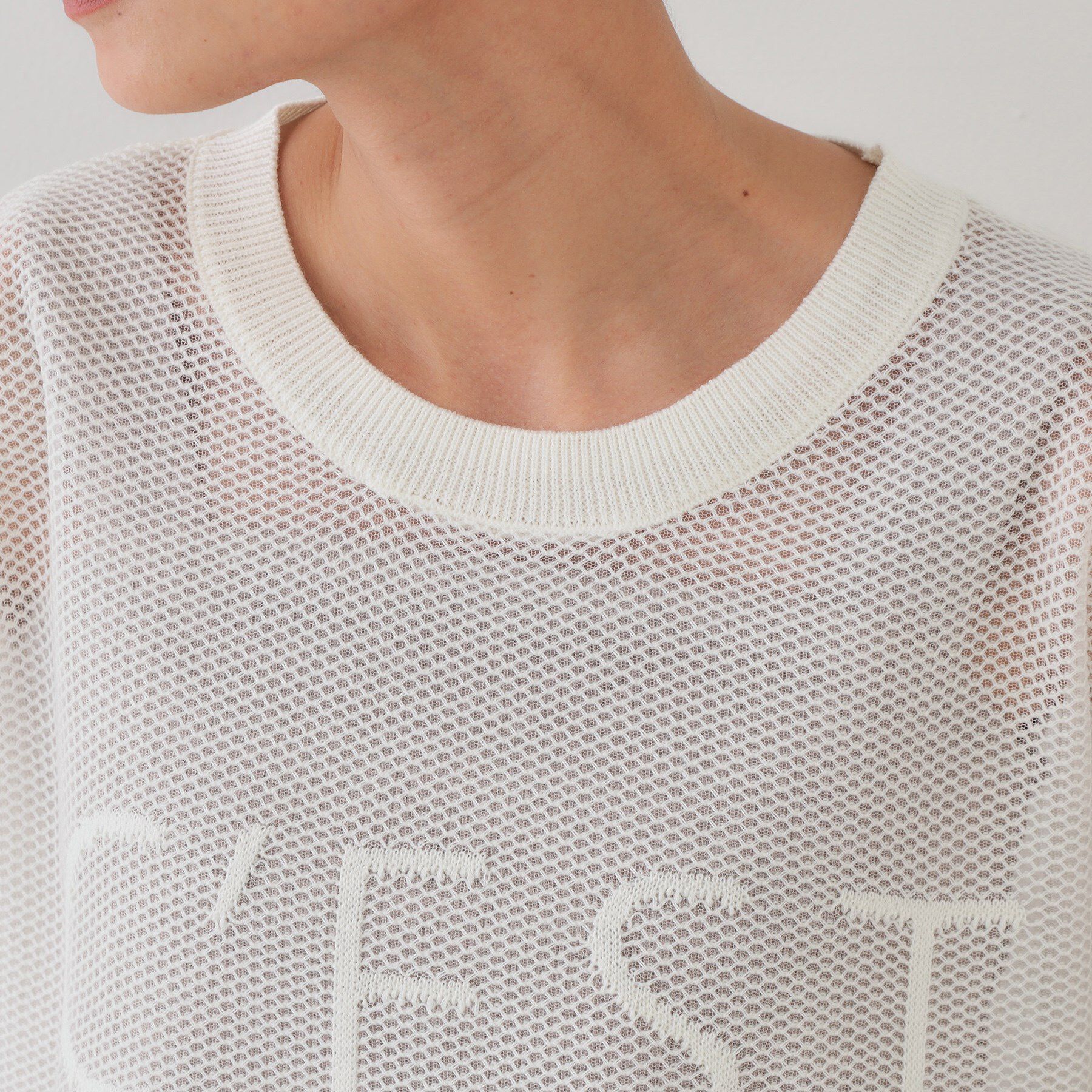 OPAQUE.CLIP「メッシュロゴニット【洗濯機洗い可】」|ニット・セーター|