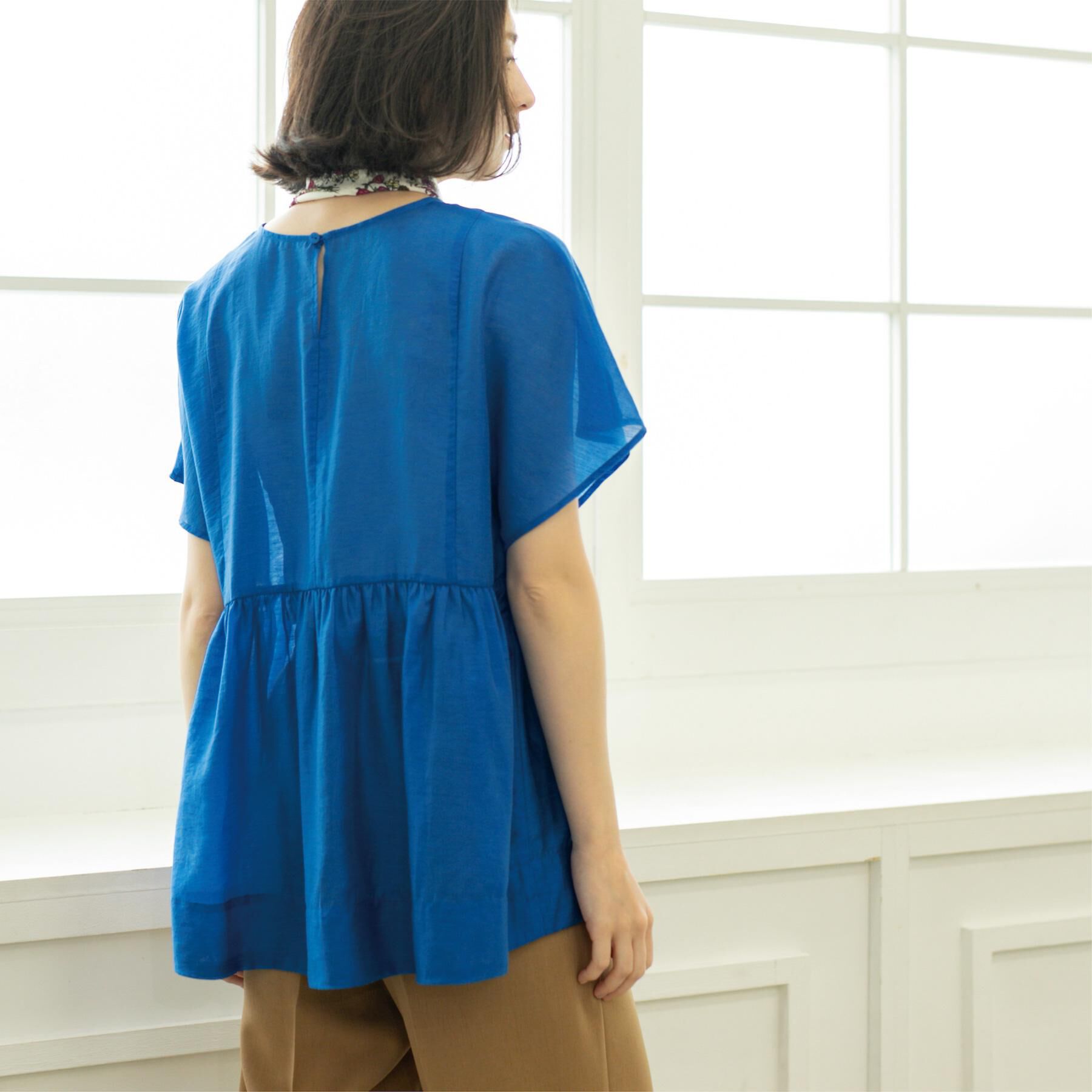 OPAQUE.CLIP「麻混シアーペプラムブラウス【洗濯機洗い可】」|シャツ・ブラウス|