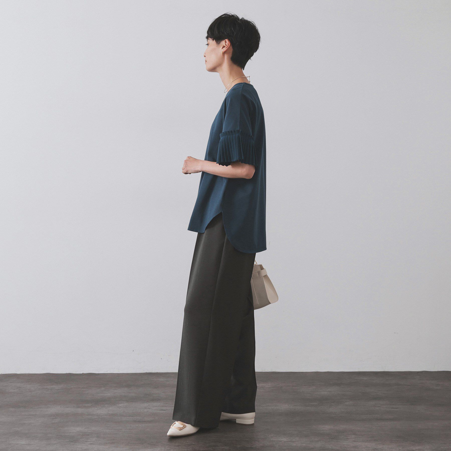 OPAQUE.CLIP「ラメストライプイージーワイドパンツ/セットアップ可【洗濯機洗い可/防シワ/吸水速乾】」|その他|