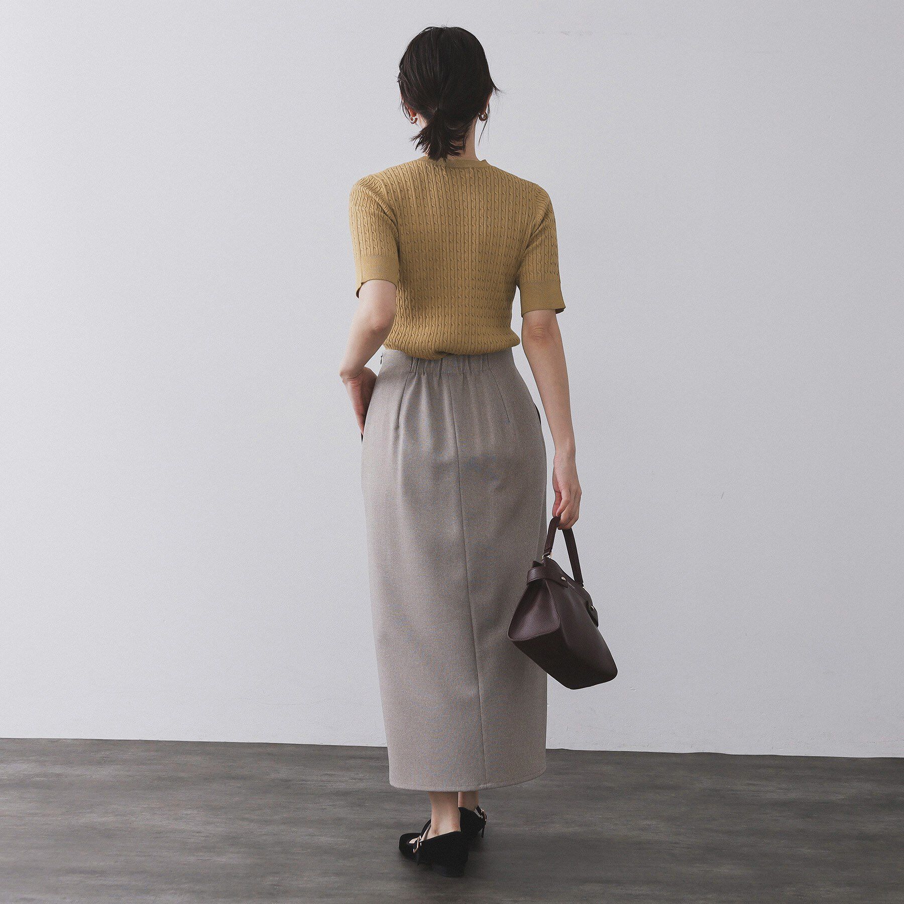 OPAQUE.CLIP「ケーブルハーフスリーブニット【UVケア/洗濯機OK】《6col/S～LL》」|ニット・セーター|