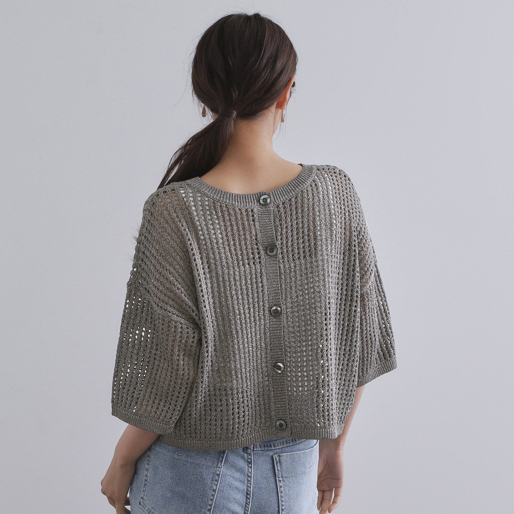 OPAQUE.CLIP「2WAY ラメメッシュニット【洗濯機洗い可/抗ピル】」|ニット・セーター|