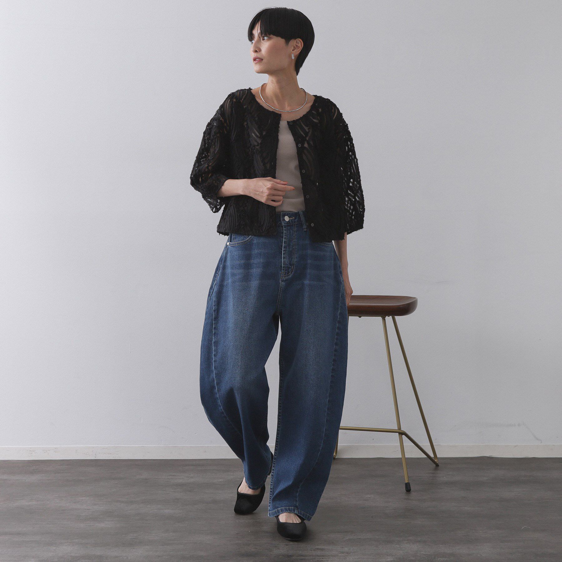 OPAQUE.CLIP「シアー刺繍レース前開きブラウス【洗濯機洗い可】」|シャツ・ブラウス|
