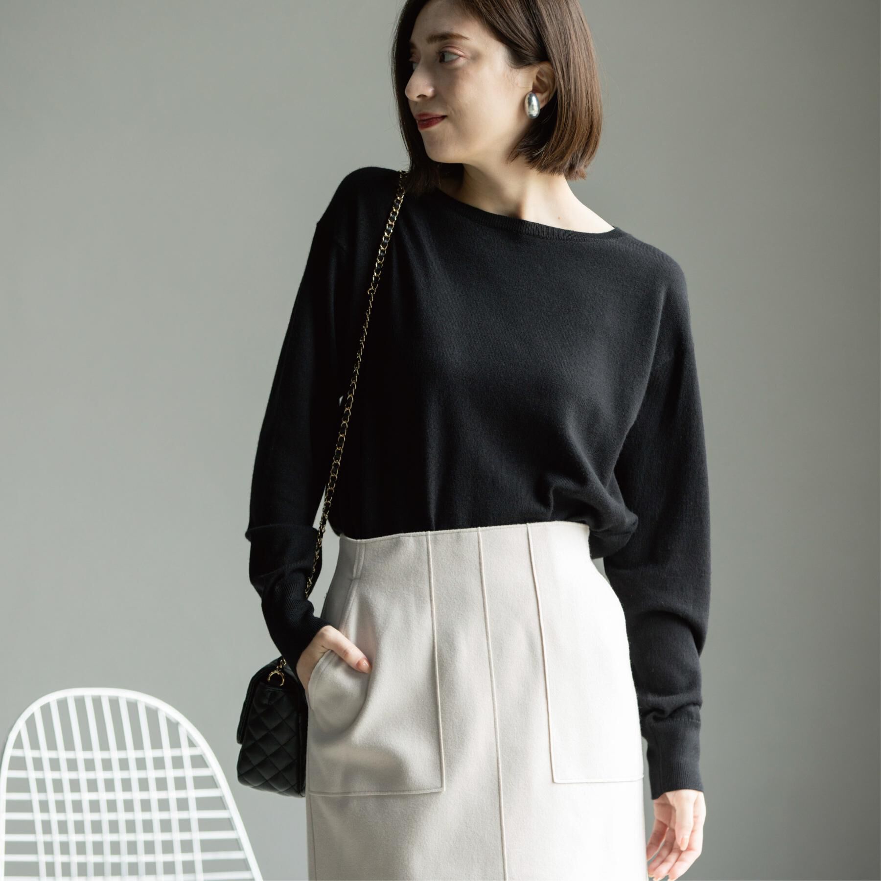 OPAQUE.CLIP「ボートネックニット/エクストラファインメリノウール【THEシリーズ/洗濯機OK】」|ニット・セーター|