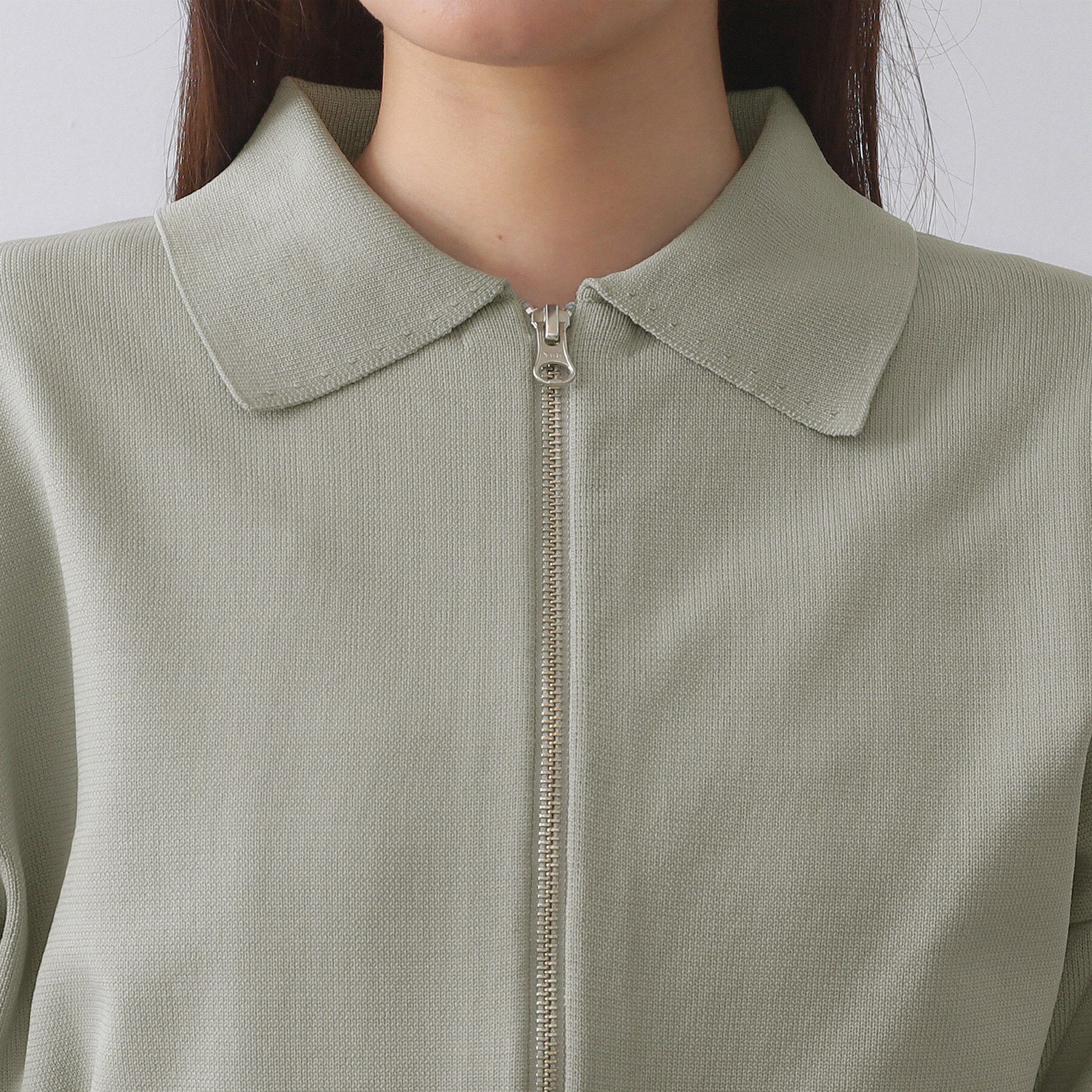 OPAQUE.CLIP「襟付きZIPアップニットカーディガン【洗濯機洗い可/抗ピル】」|カーディガン|