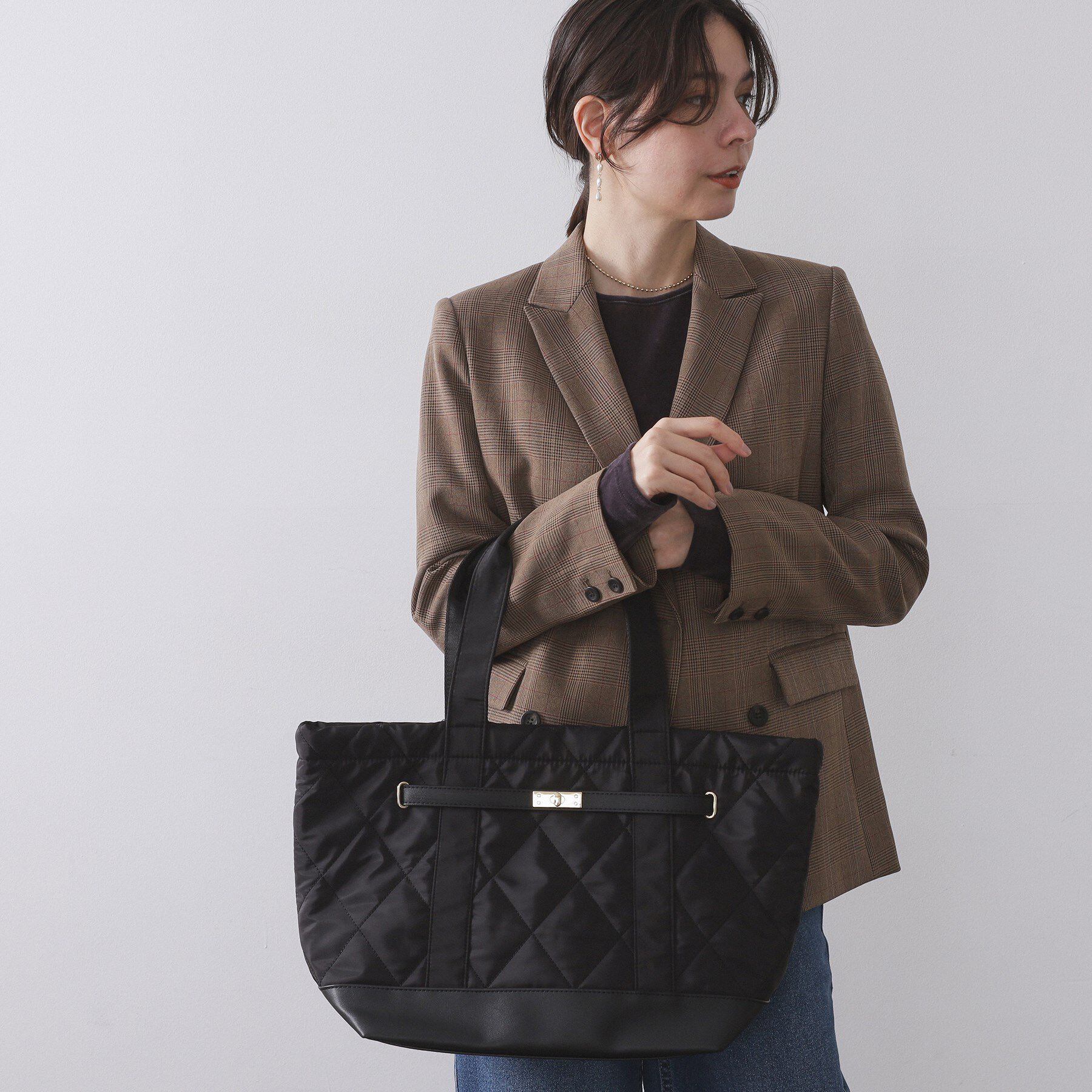 OPAQUE.CLIP「【A4サイズ対応】ダイヤキルティングスクエアビッグトートバッグ」|トートバッグ|