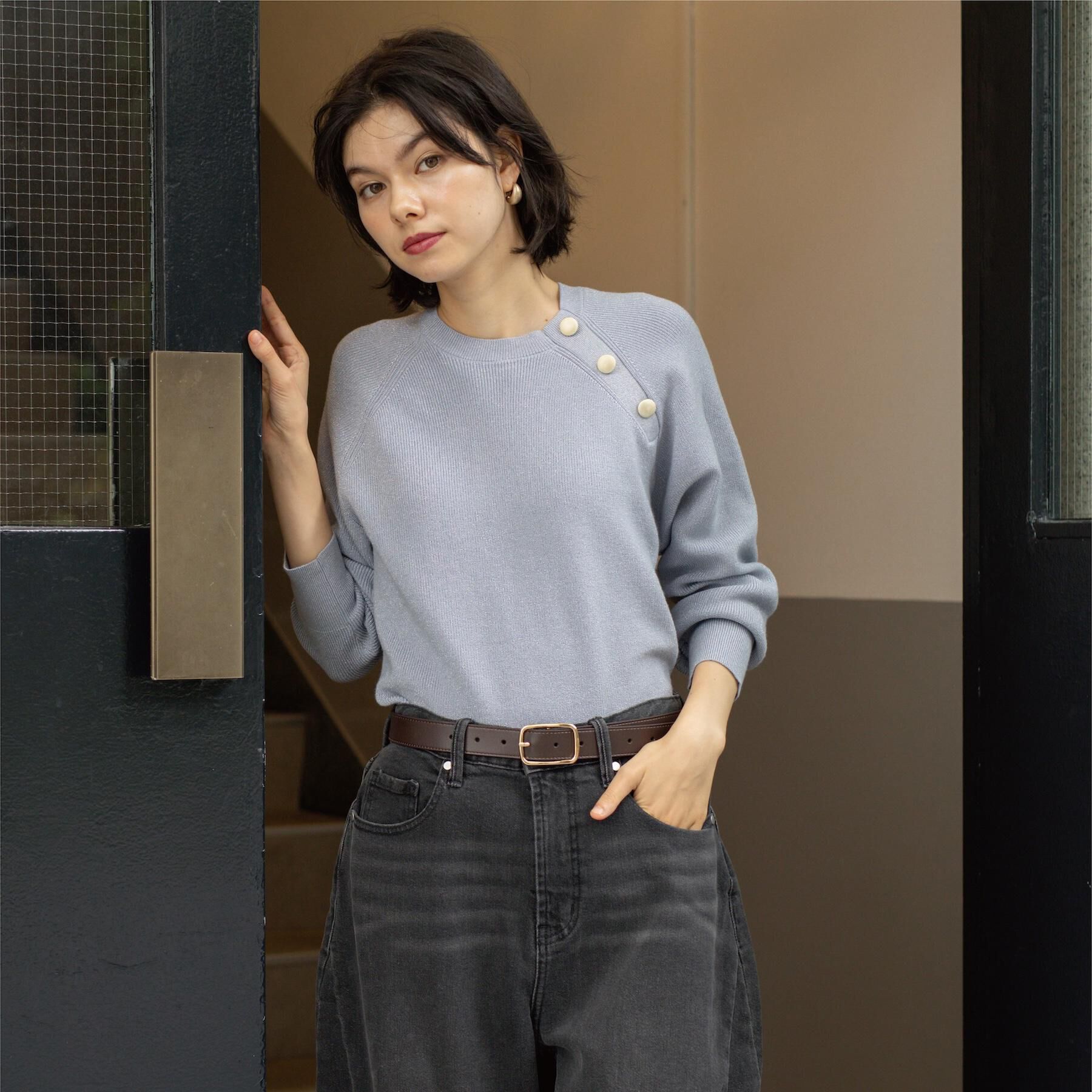 OPAQUE.CLIP「ボタンデザインラメニット【洗濯機OK】」|ニット・セーター|