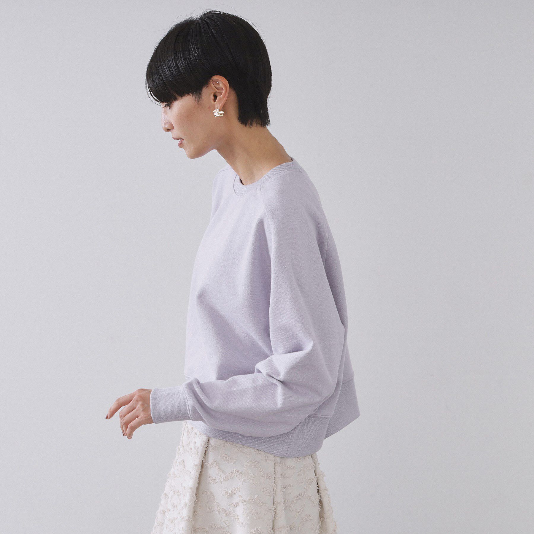 OPAQUE.CLIP「ラメ裏毛ショートプルオーバー【洗濯機OK】」|パーカー|