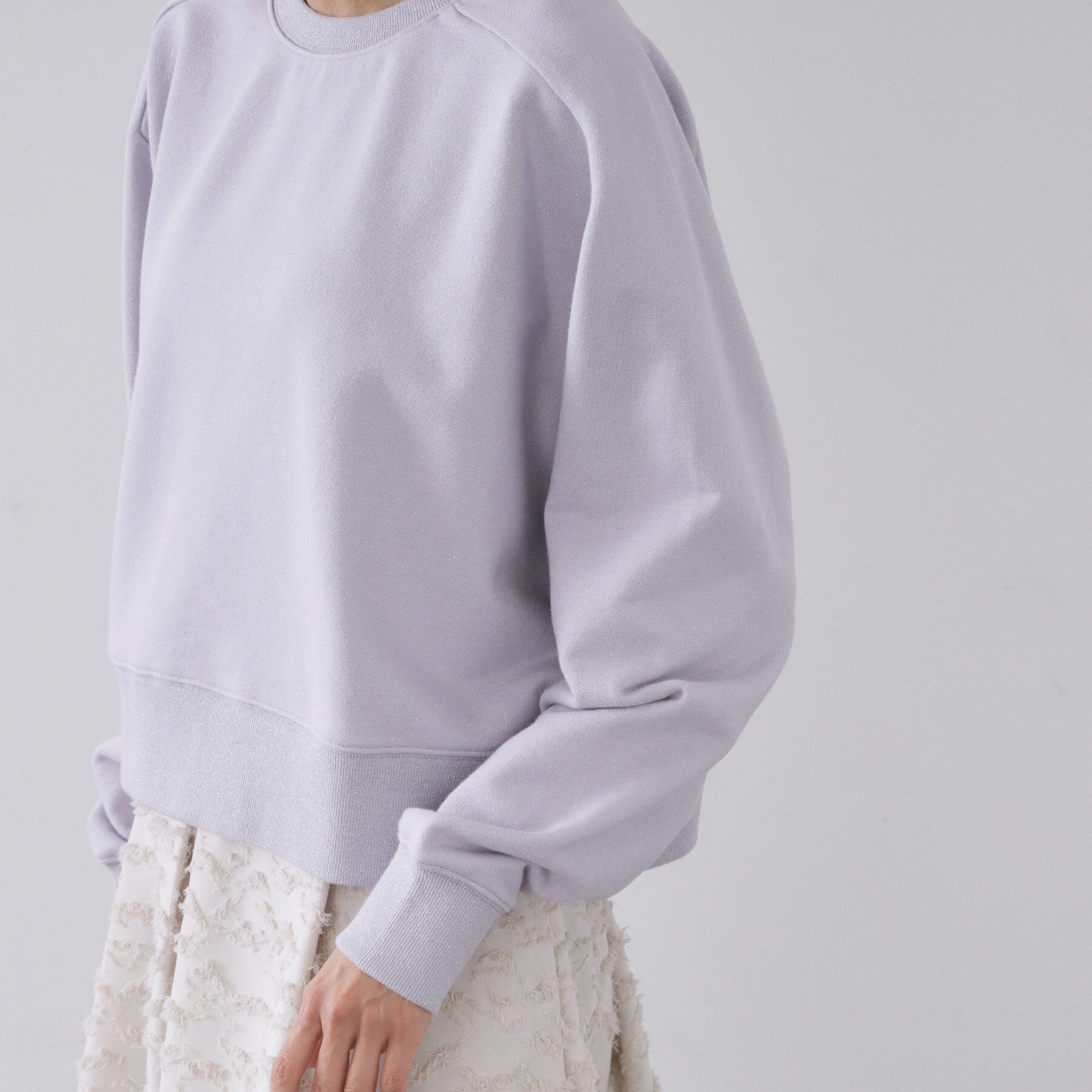 OPAQUE.CLIP「ラメ裏毛ショートプルオーバー【洗濯機OK】」|パーカー|