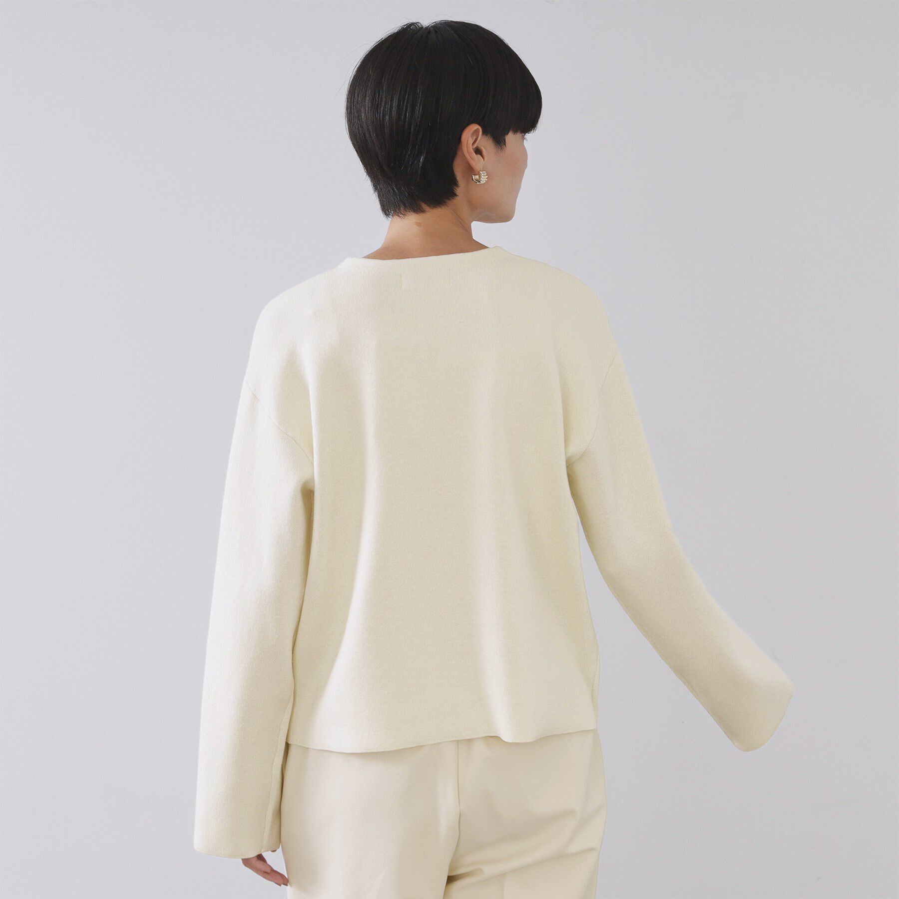 OPAQUE.CLIP「スナップボタン ダブルフェイス配色ニットカーディガン【洗濯機OK】」|カーディガン|