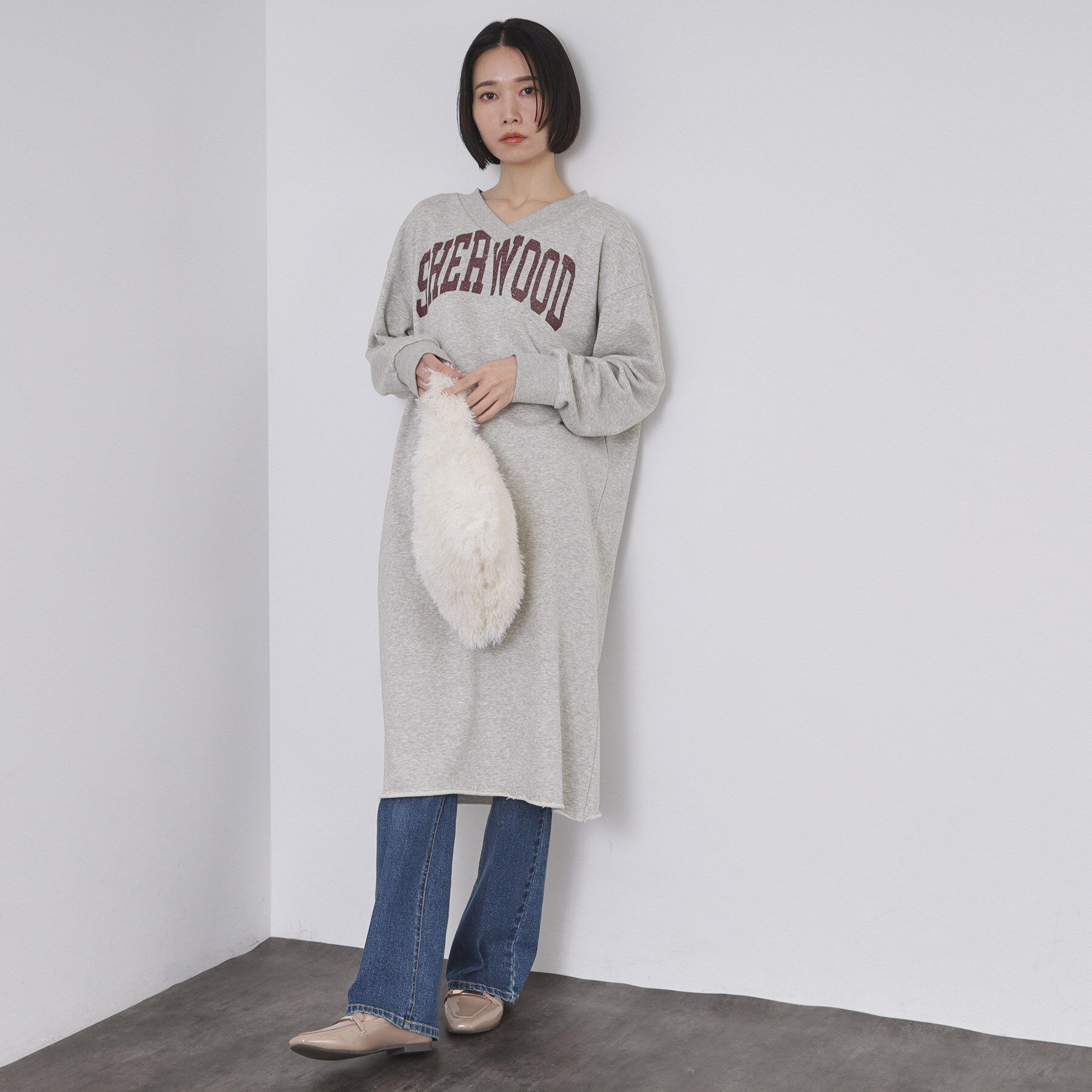 OPAQUE.CLIP「ロゴプリント裏毛ワンピース【洗濯機OK】」|ワンピース|