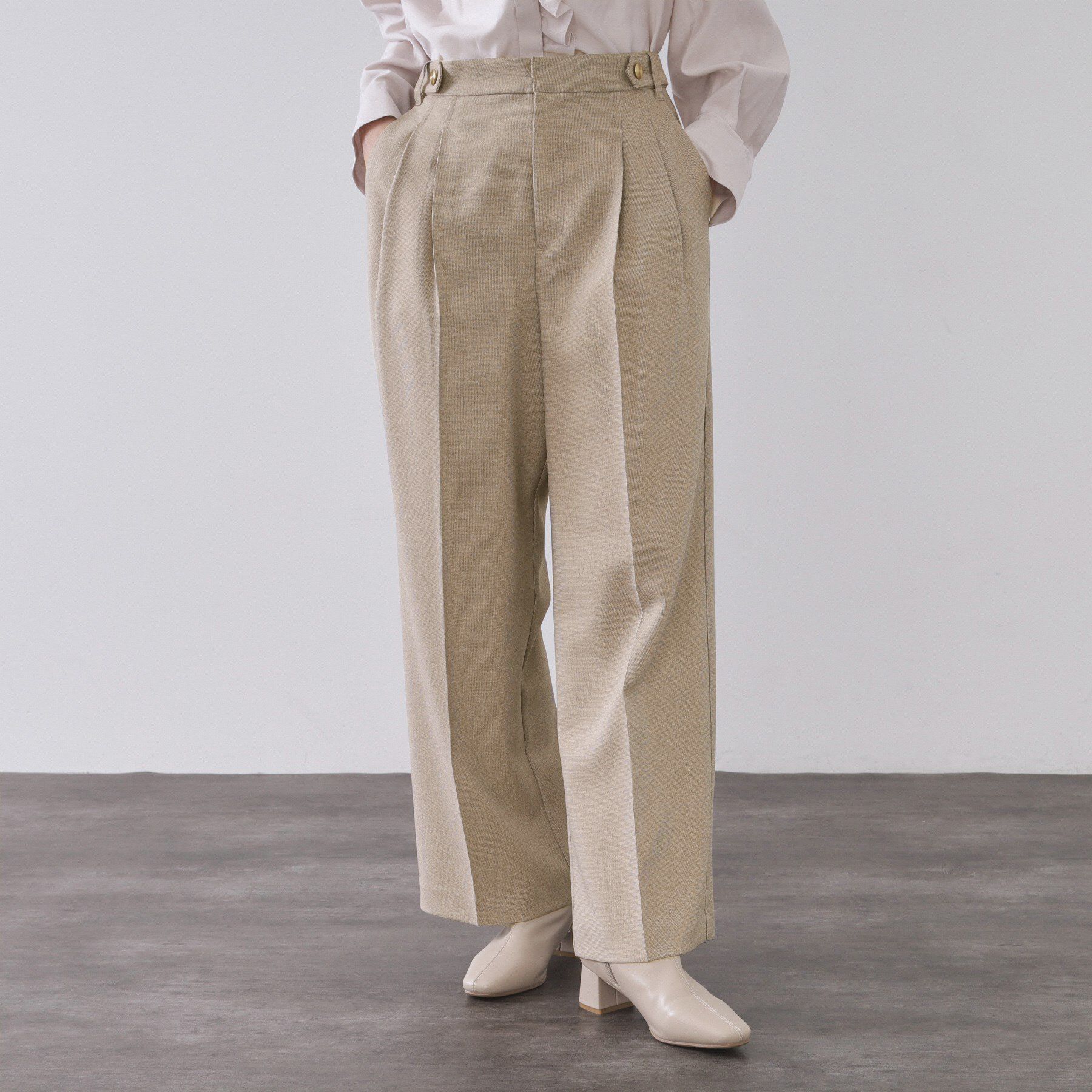 OPAQUE.CLIP「ストレッチタックワイドパンツ/セットアップ対応可【洗濯機OK】」|その他|