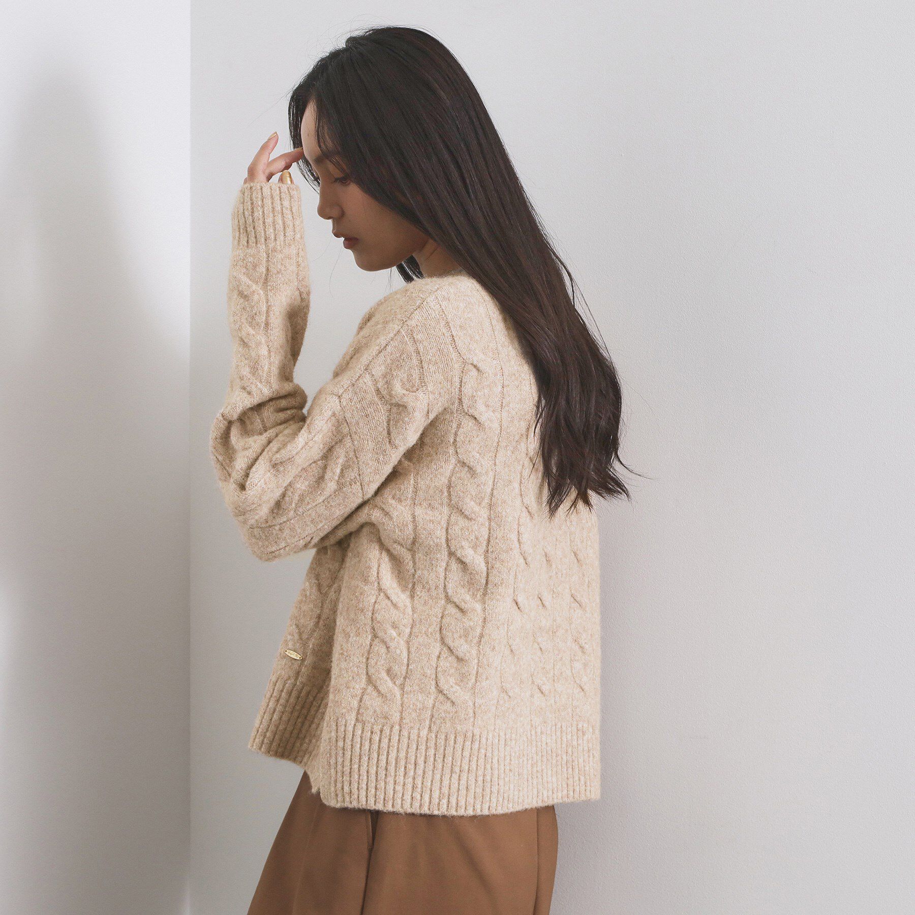 OPAQUE.CLIP「MIXミドルゲージケーブルニット【洗濯機OK】」|ニット・セーター|