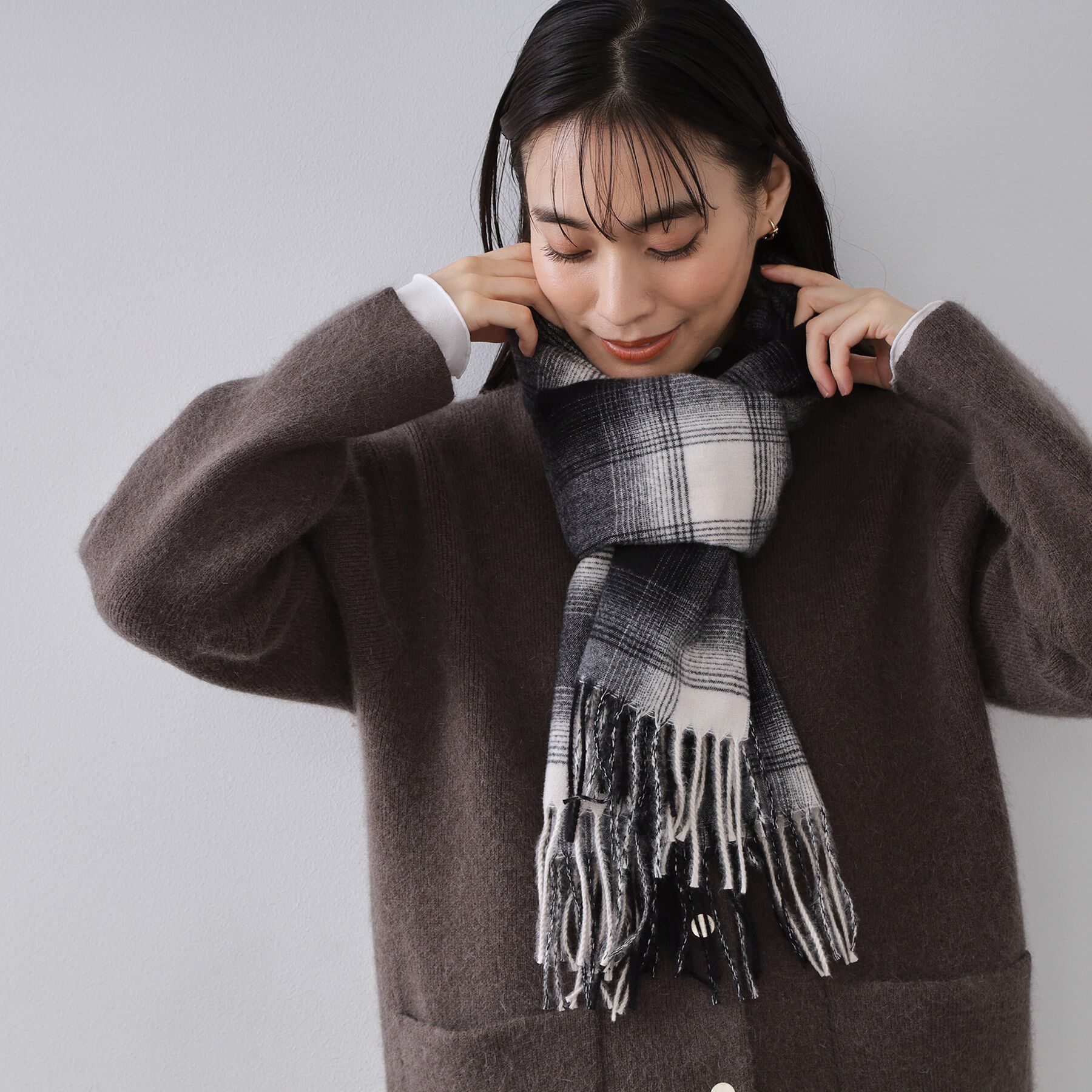 OPAQUE.CLIP「オンブレチェック大判ストール」|ストール|