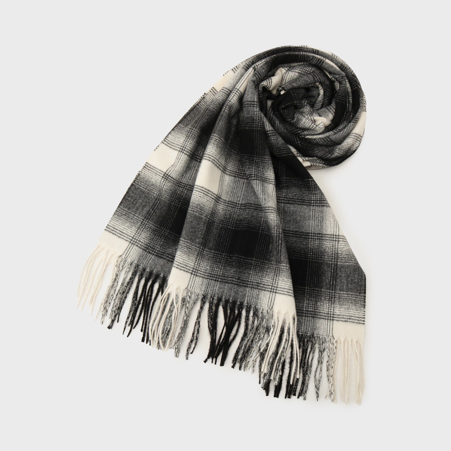 OPAQUE.CLIP「オンブレチェック大判ストール」|ストール|ブラック(019)