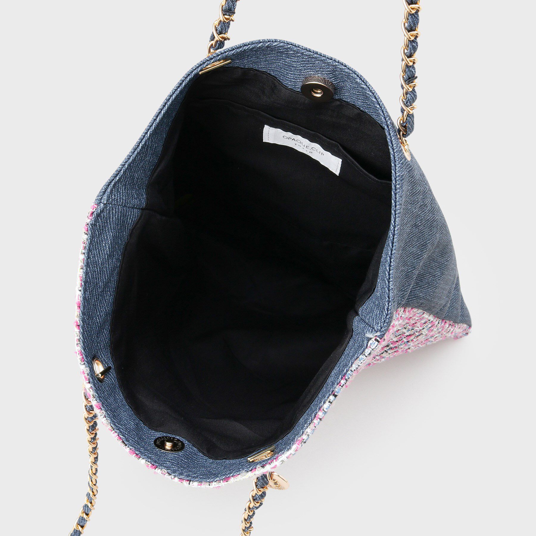 OPAQUE.CLIP「ツイードコンビチェーンショルダートートバッグ【A4サイズ対応】」|トートバッグ|