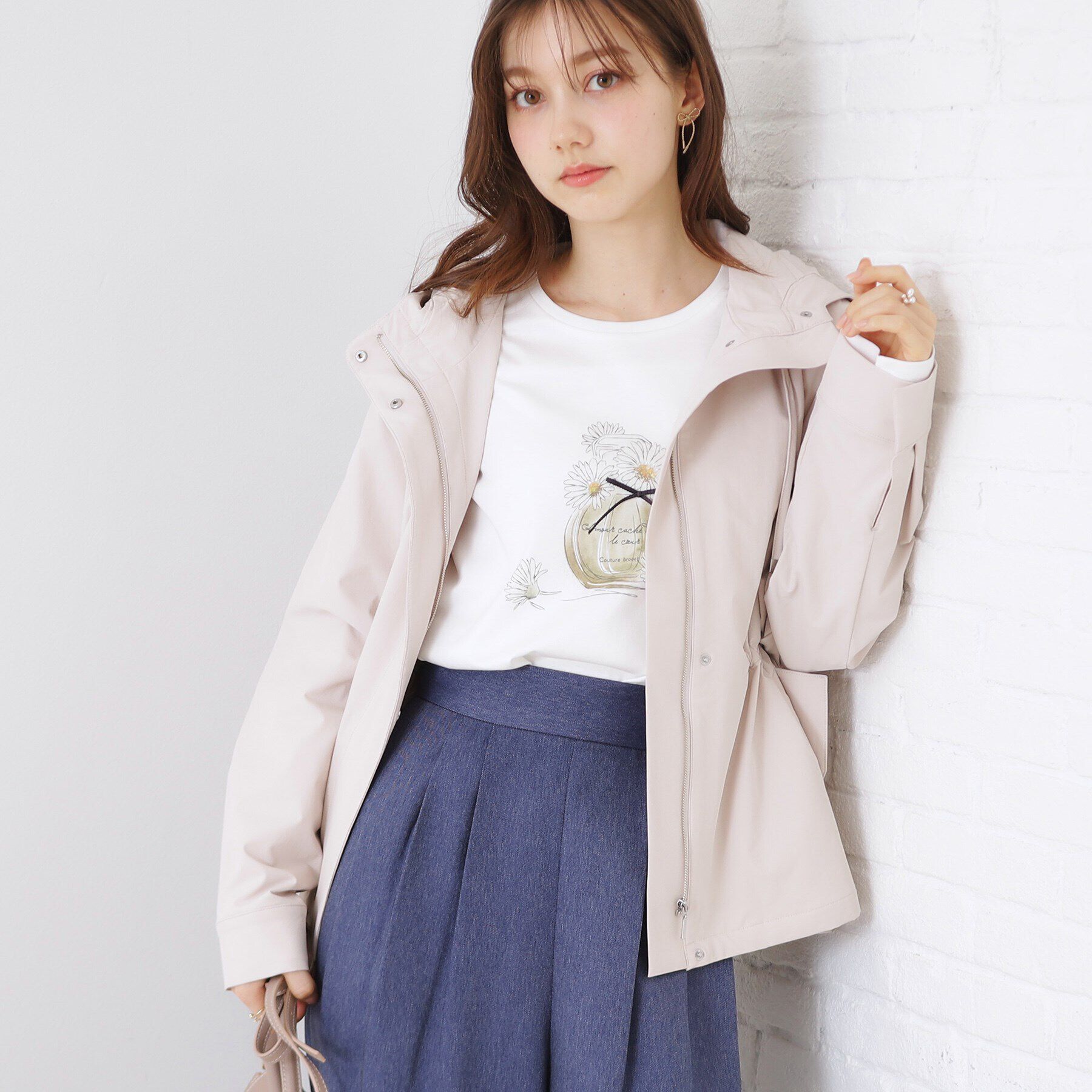 Couture broach「【UVカット・接触冷感・洗える】デイジーパルファムロンT」|Tシャツ・カットソー|