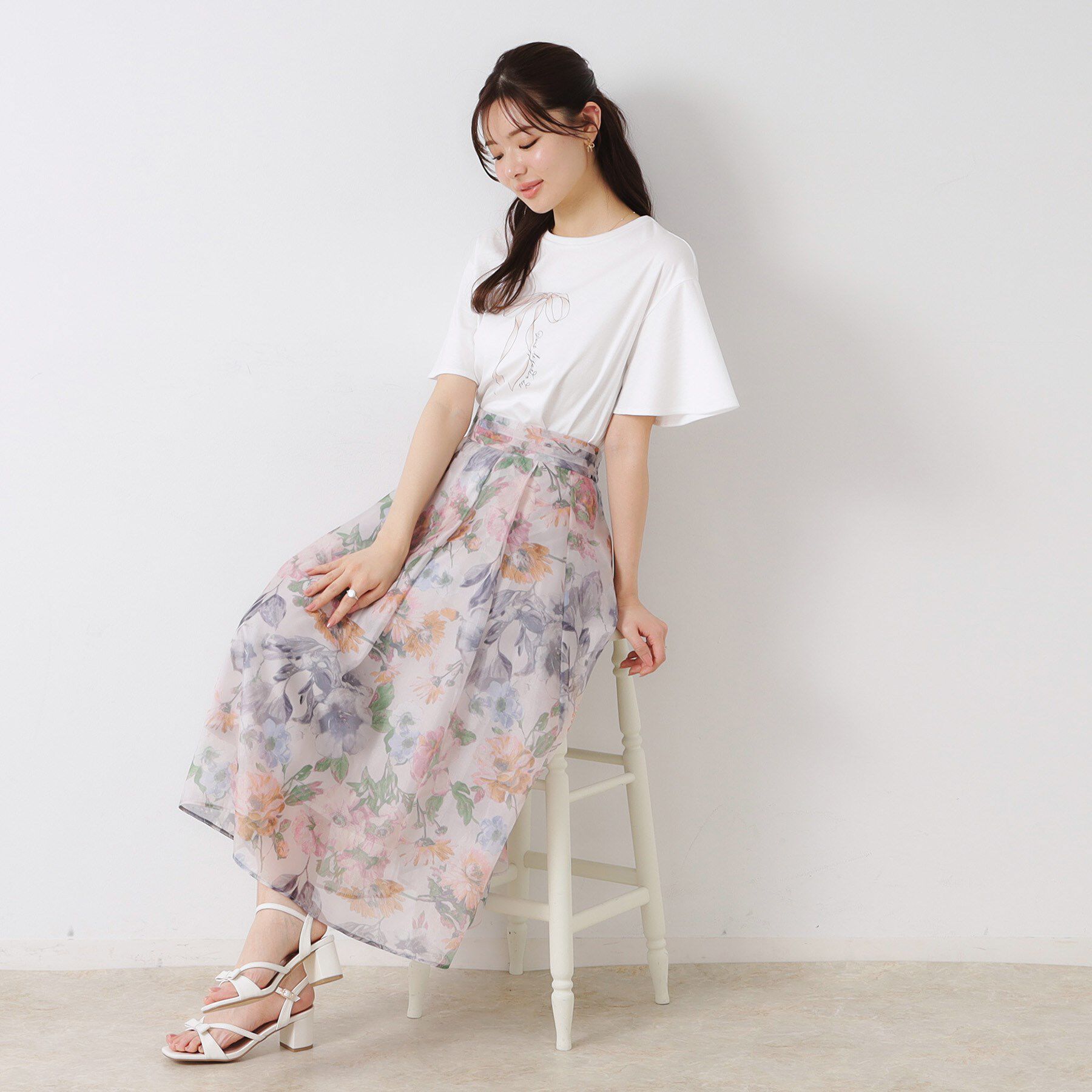 Couture broach「【一枚で着映える・華やか・上品】Summerオーガンフルールスカート」|スカート|