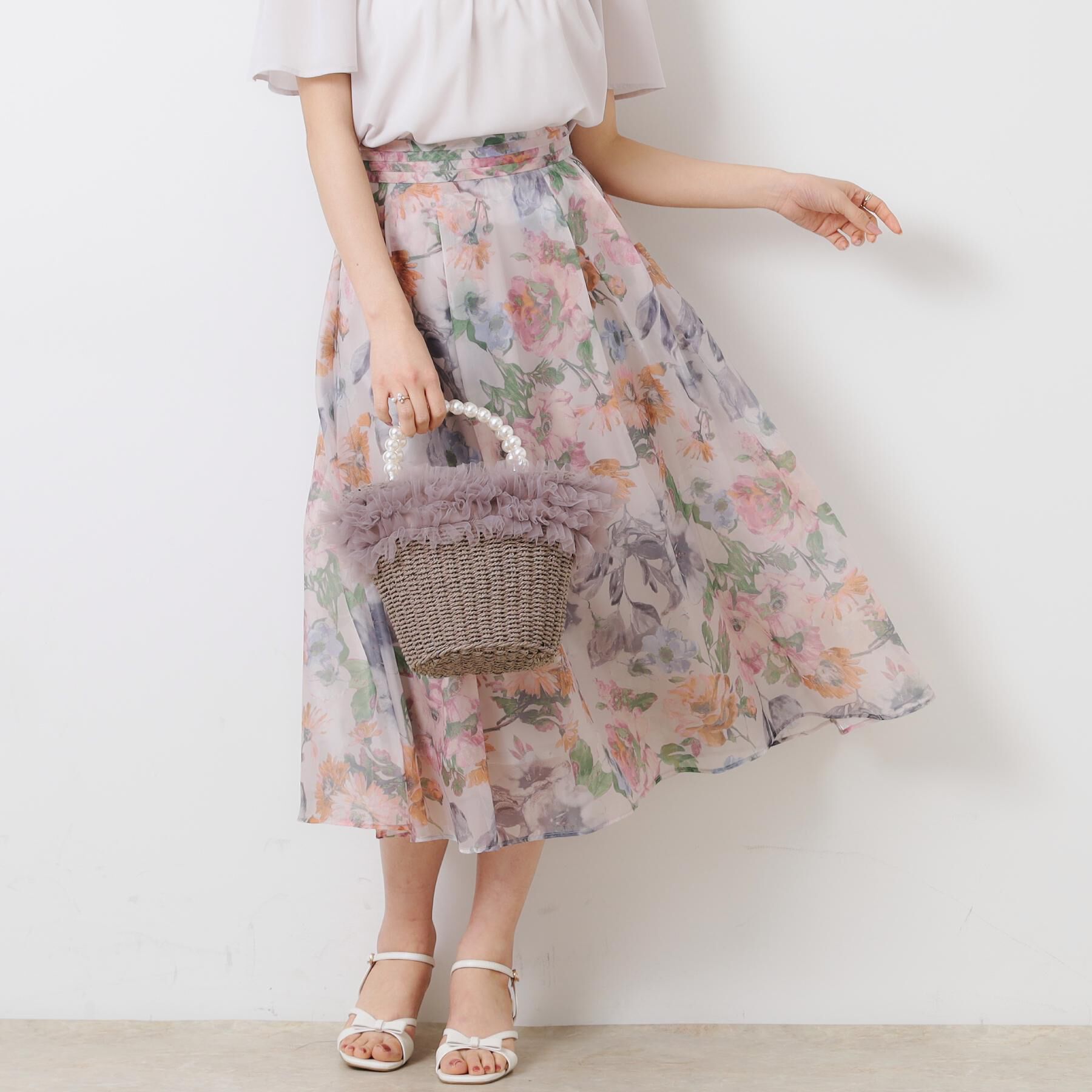 Couture broach「【一枚で着映える・華やか・上品】Summerオーガンフルールスカート」|スカート|