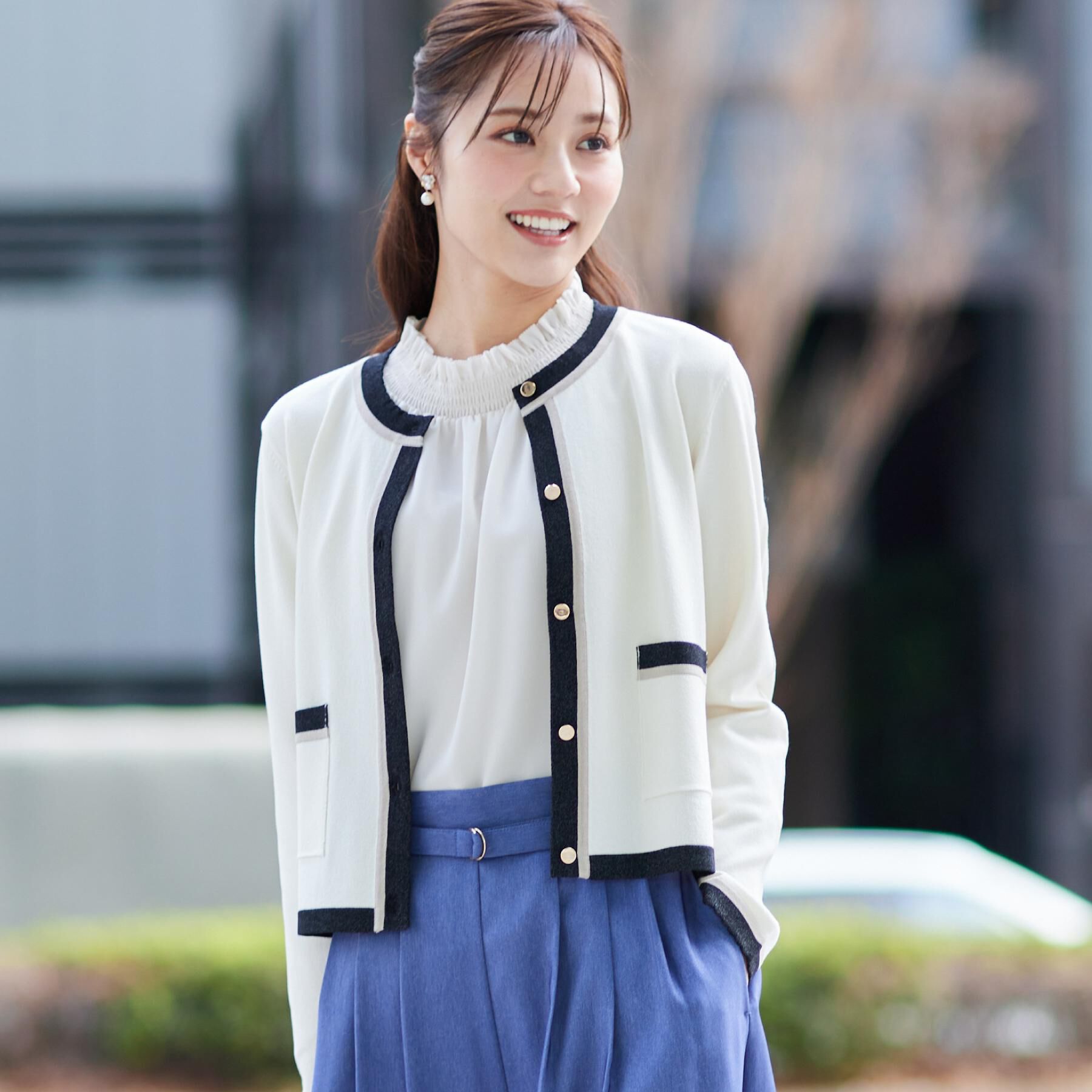 Couture broach「【きれいめ・通勤・初夏まで着られる】配色ラメカーディガン」|カーディガン|