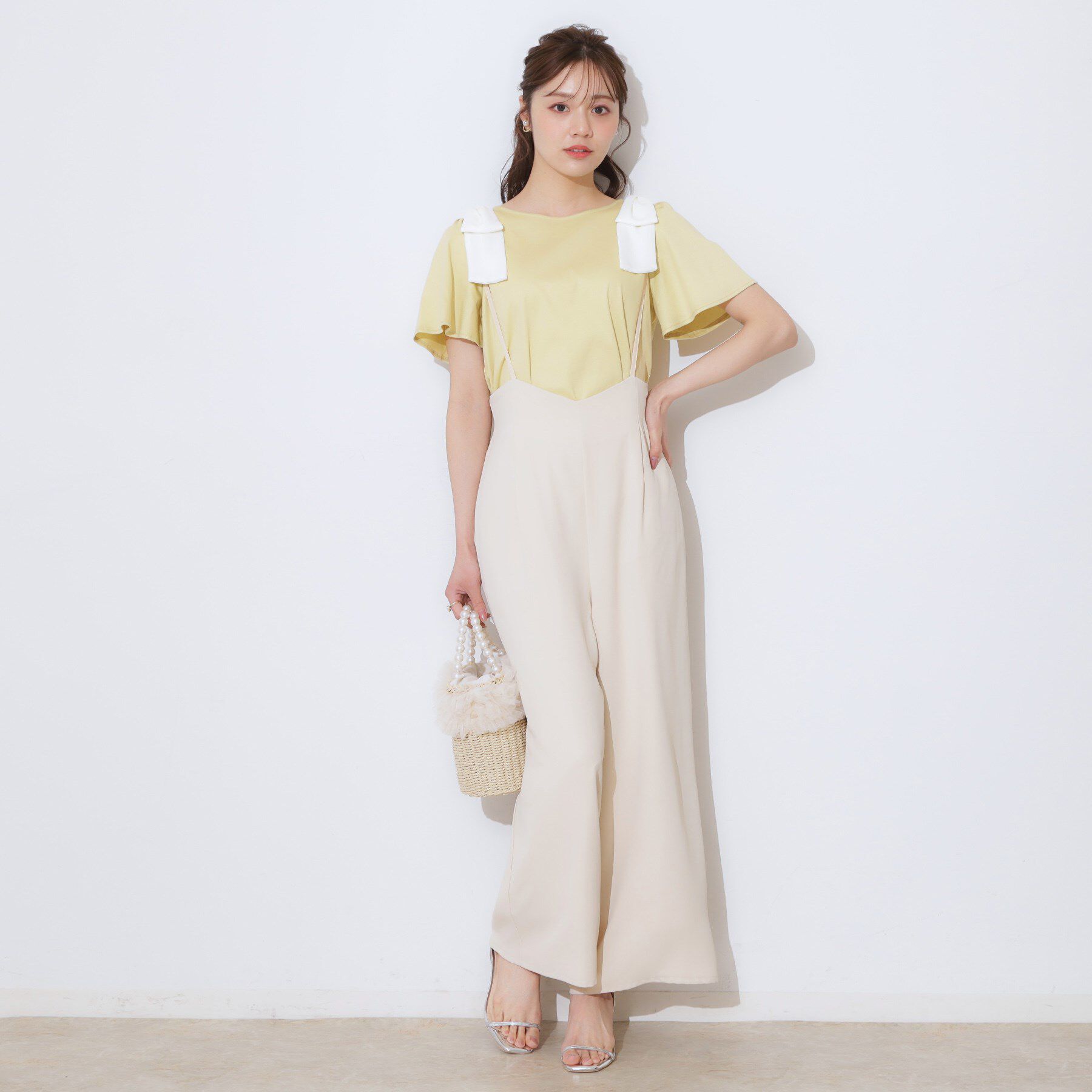 Couture broach「【リボン・マシンウォッシャブル・UV機能・接触冷感】肩リボントップス」|Tシャツ・カットソー|