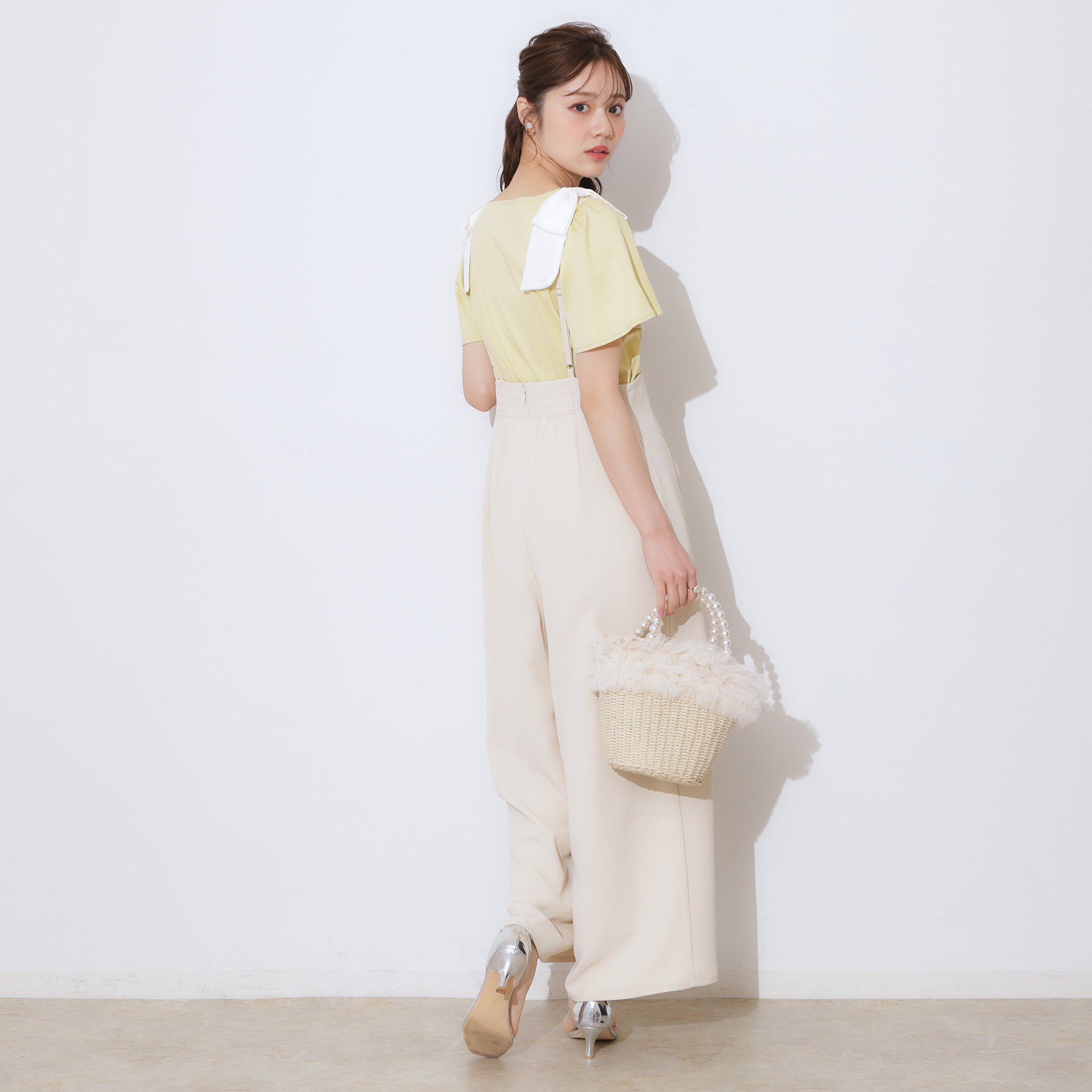 Couture broach「【リボン・マシンウォッシャブル・UV機能・接触冷感】肩リボントップス」|Tシャツ・カットソー|