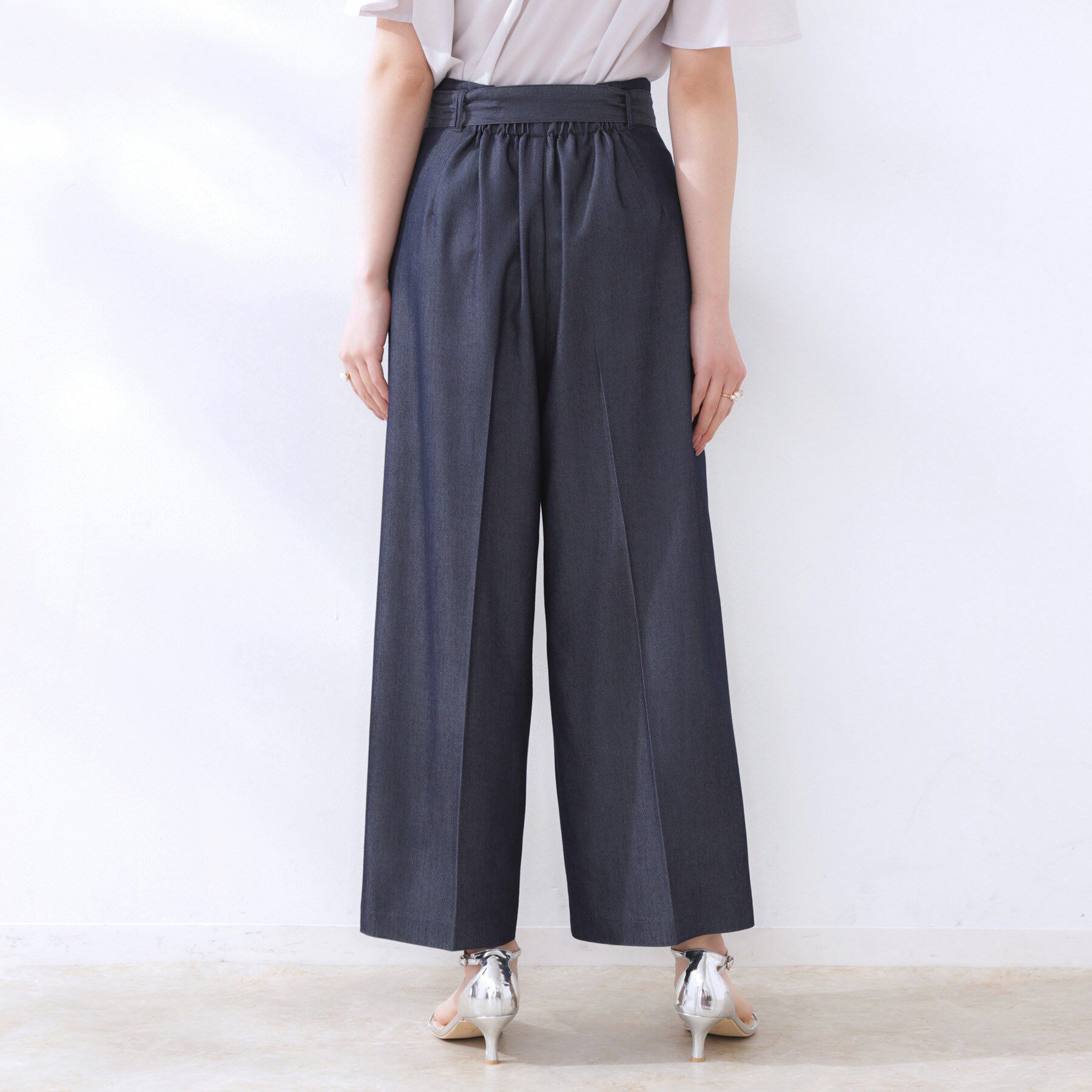 Couture broach「【リボン付き・通勤】シャンブレーワイドパンツ」|その他|