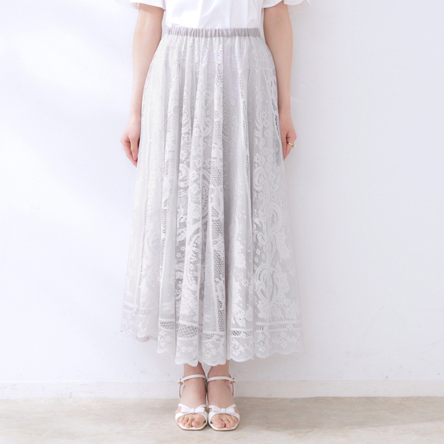 Couture broach「【上品・通勤】サークルレーススカート」|スカート|