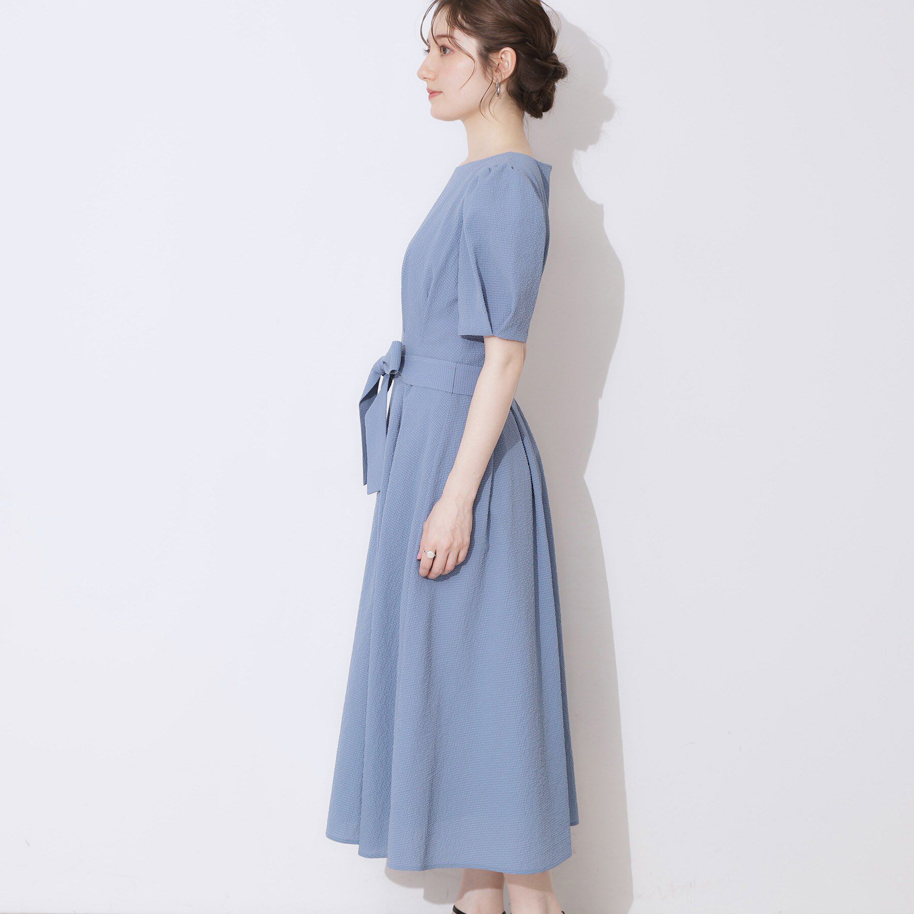 Couture broach「【細見え・キレイめ】サッカータックワンピース」|ワンピース|