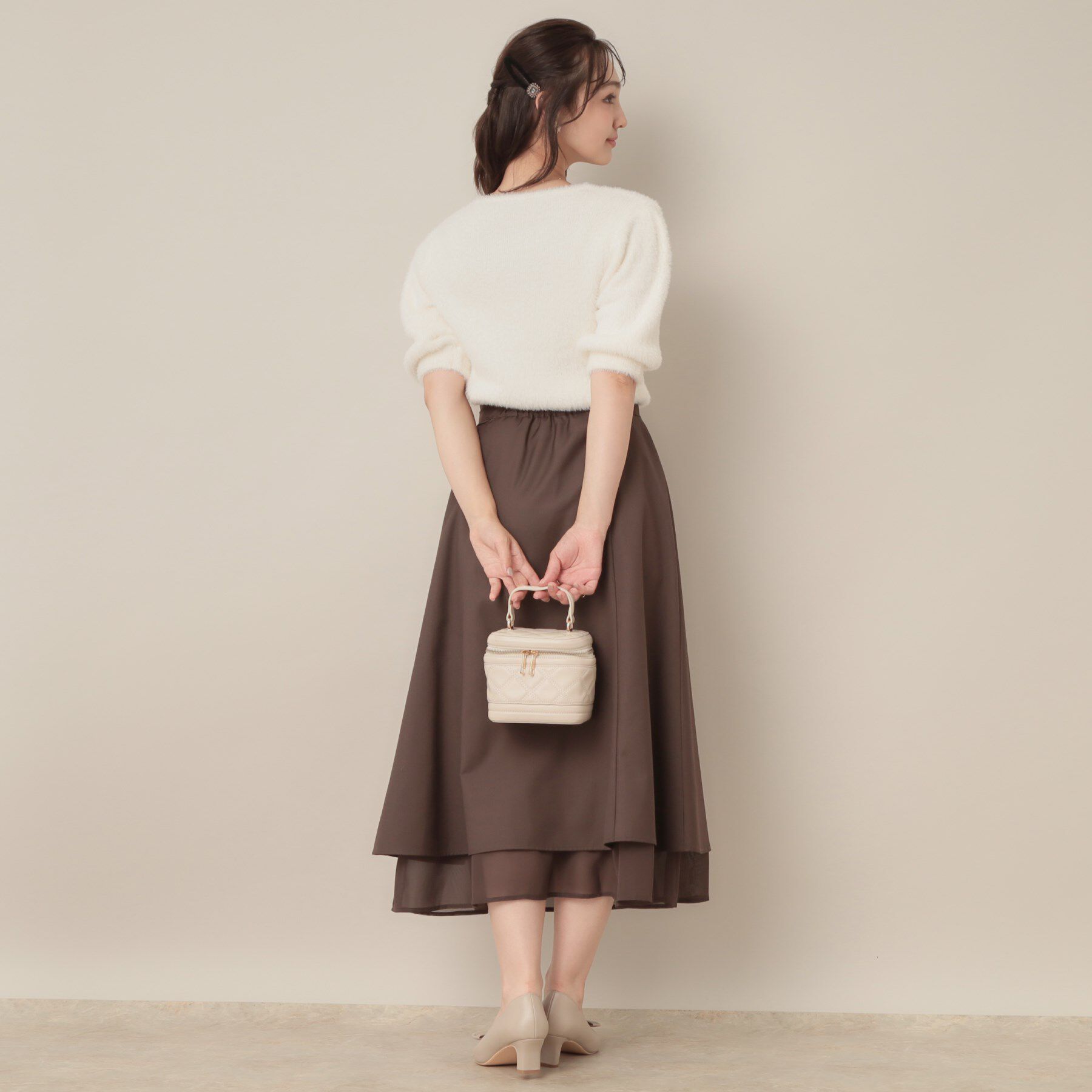 Couture broach「【着映え・5分袖・フェミニン】ラメフェザー半袖ニット」|ニット・セーター|