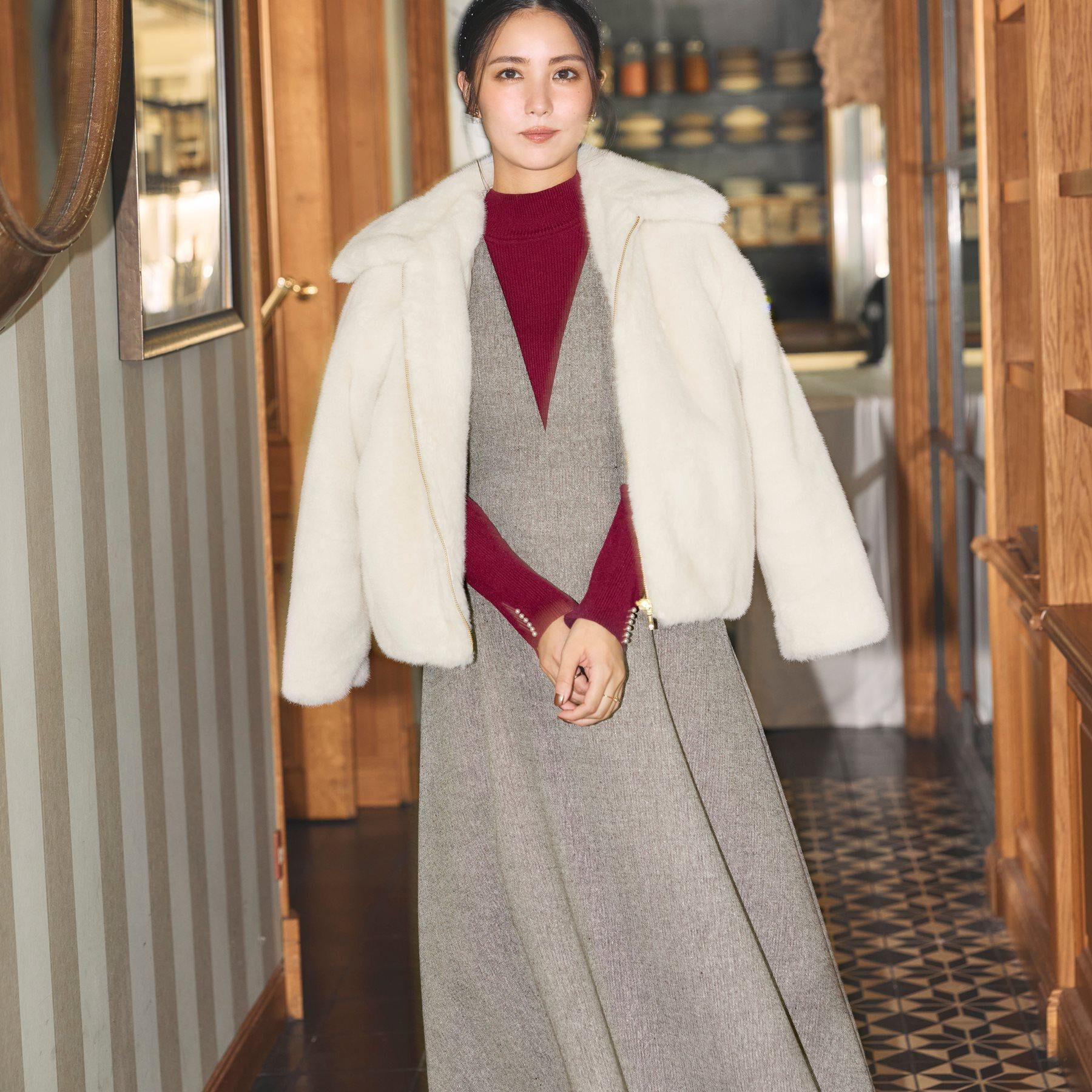 Couture broach「【ふわふわ・上品】ミンクフェイクファーアウター」|ブルゾン・スタジャン|