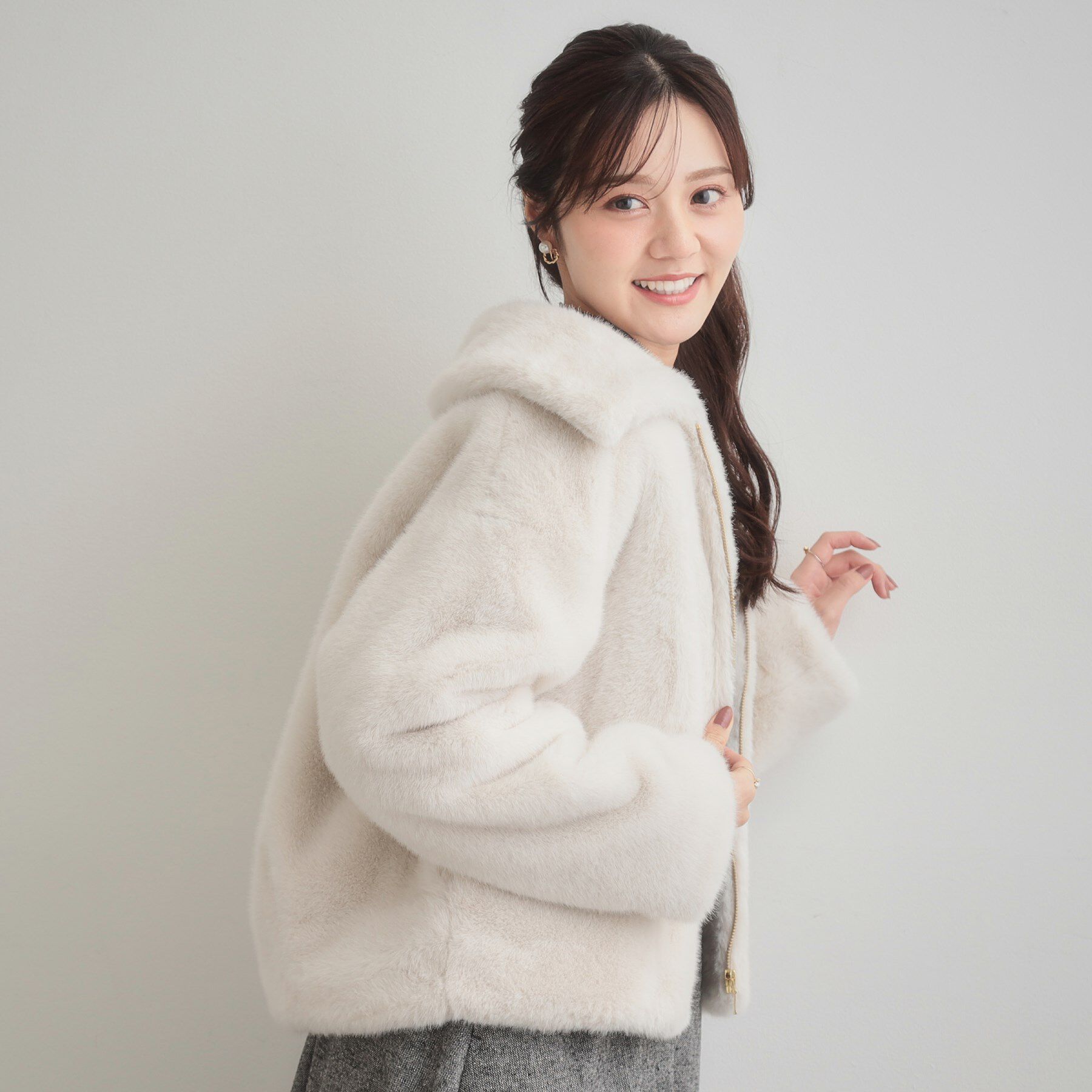 Couture broach「【ふわふわ・上品】ミンクフェイクファーアウター」|ブルゾン・スタジャン|