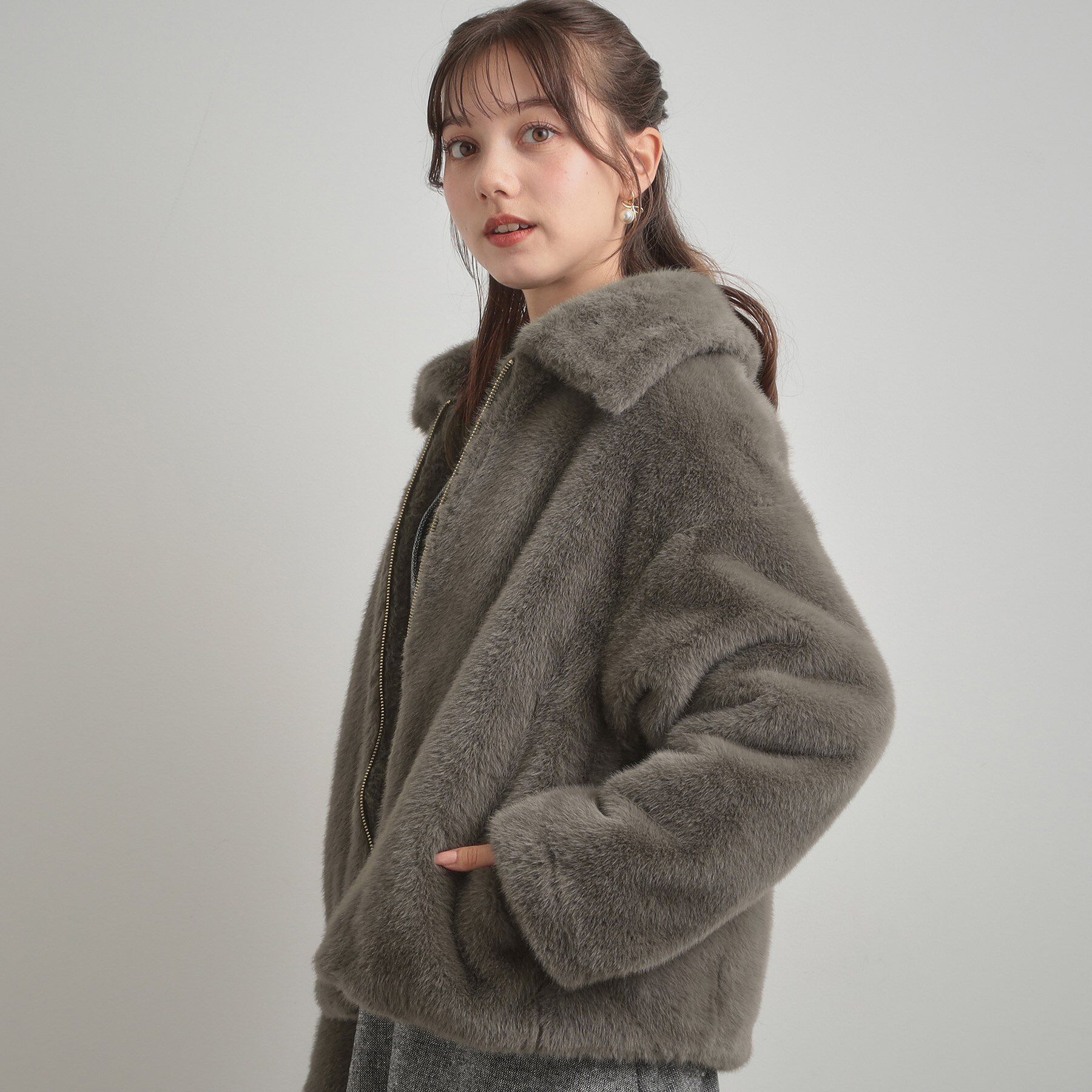 Couture broach「【ふわふわ・上品】ミンクフェイクファーアウター」|ブルゾン・スタジャン|