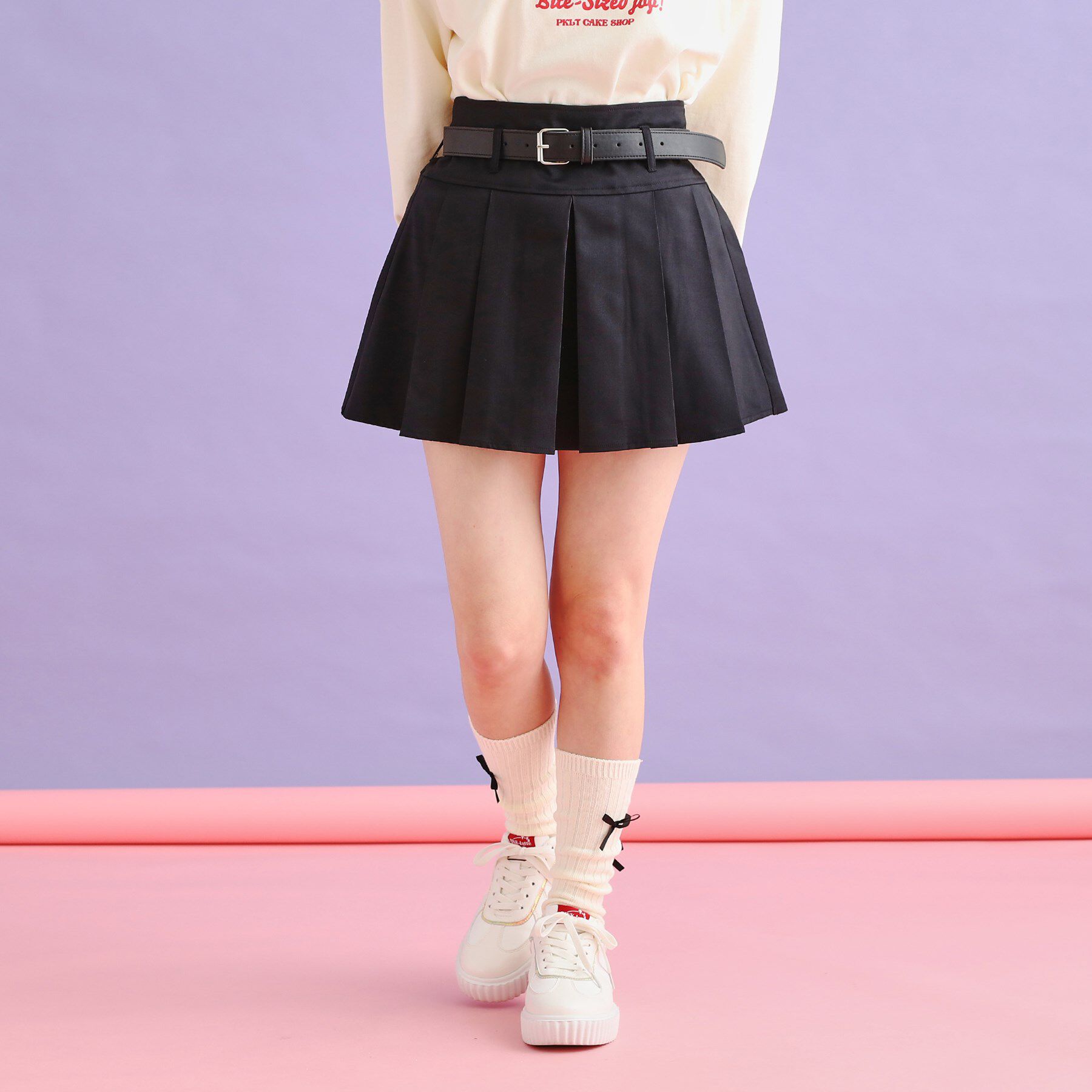 PINK-latte「ベルト付きプリーツスカート」|スカート|