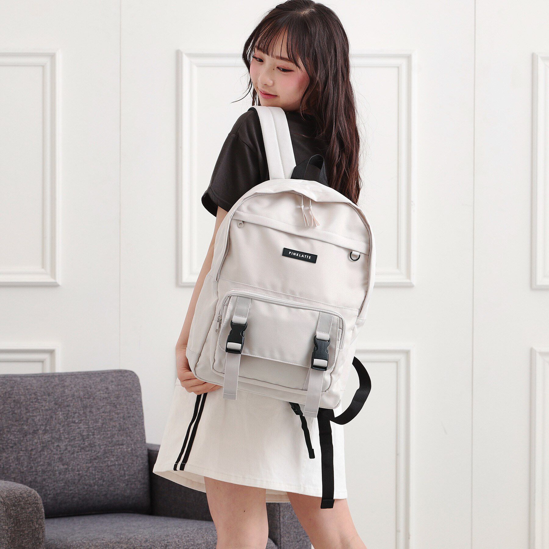 PINK-latte「【接触冷感／容量約21L】バックルリュック」|リュック|