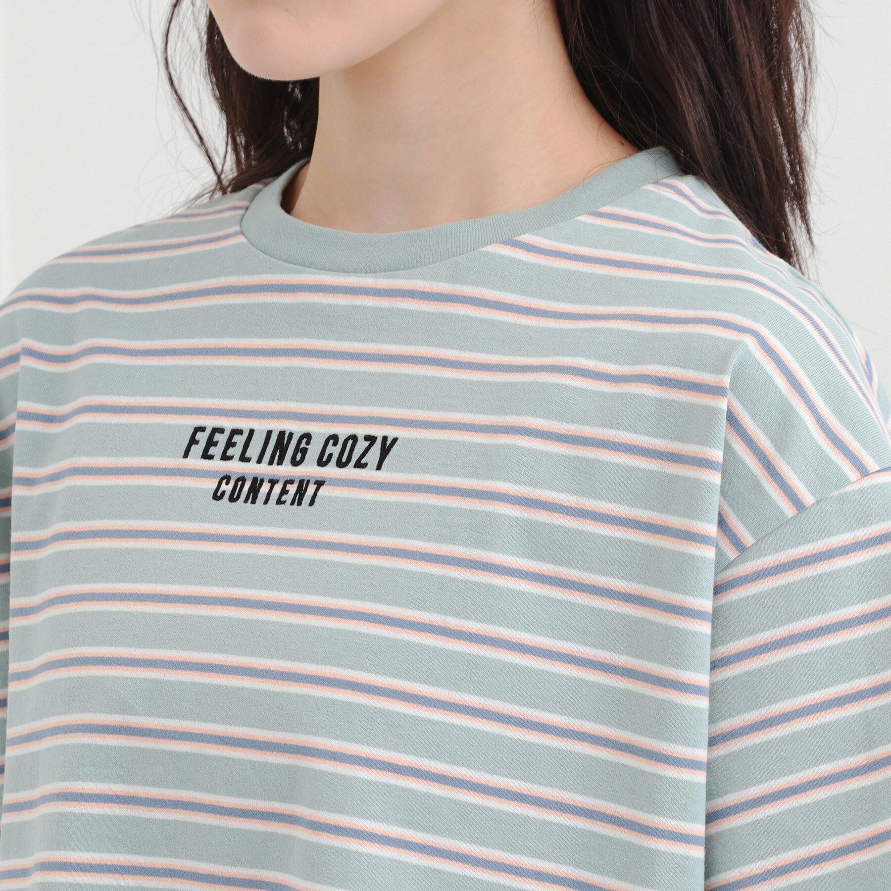 PINK-latte「クロップドボーダーTシャツ」|Tシャツ・カットソー|