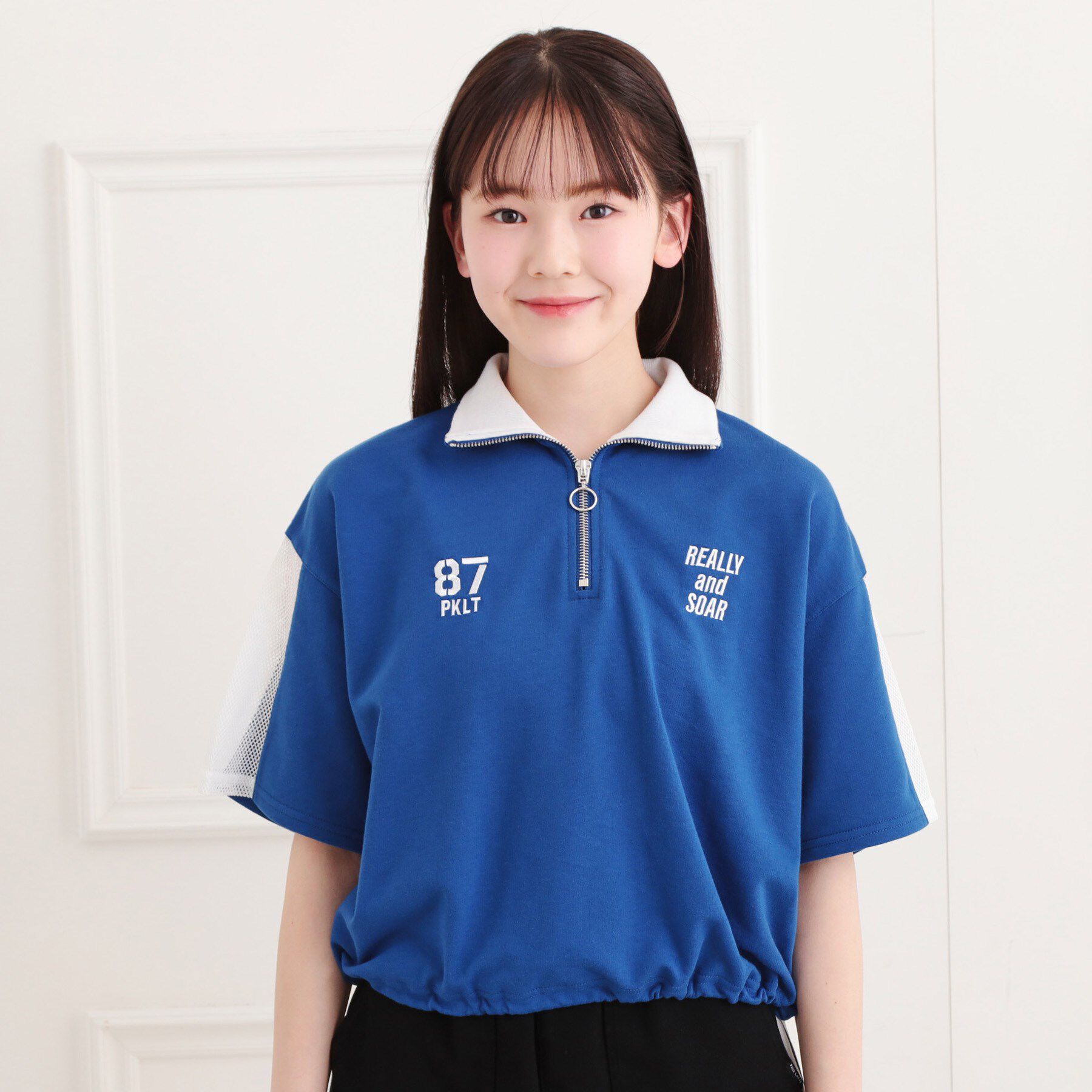 PINK-latte「メッシュ切替ハーフジッププルオーバー」|Tシャツ・カットソー|