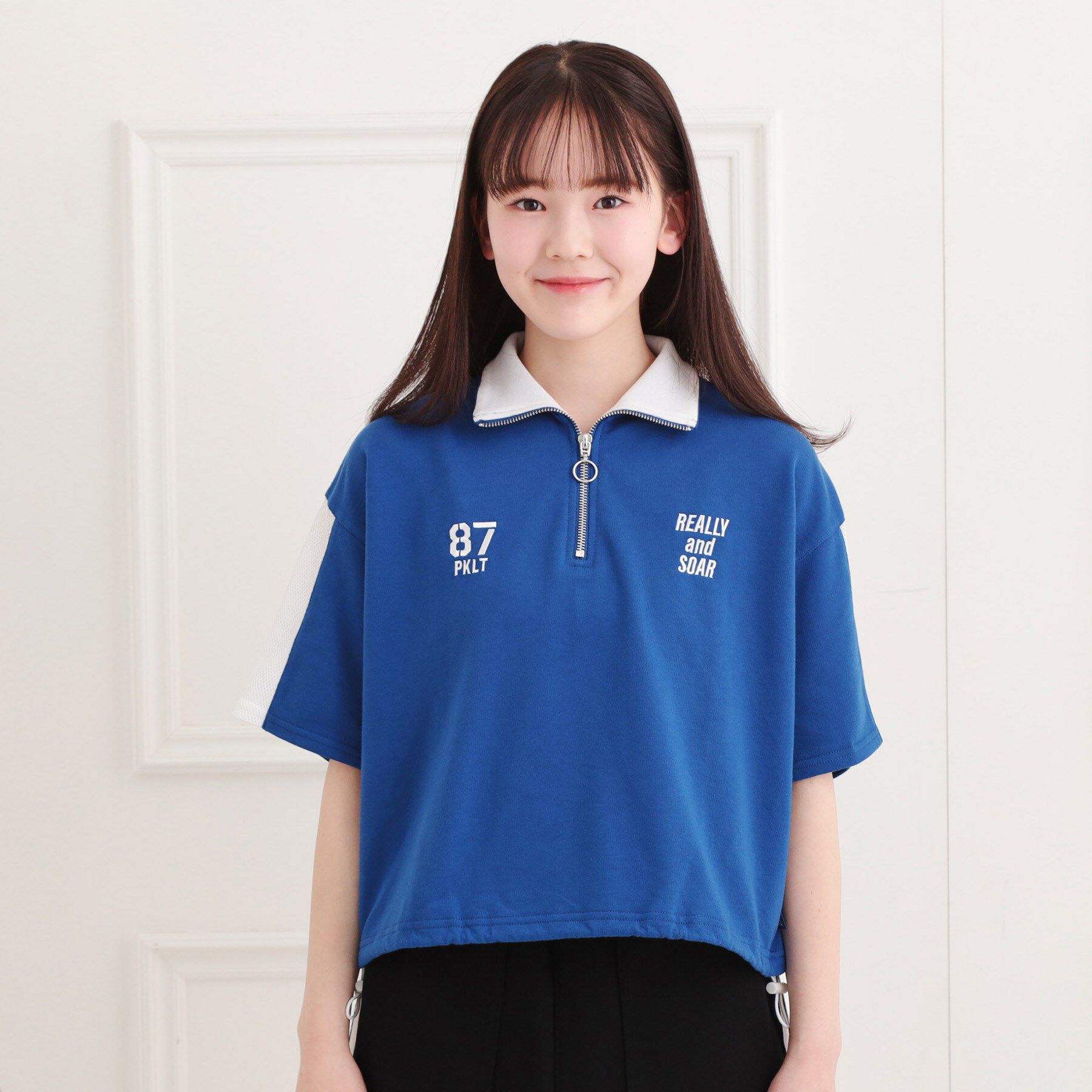 PINK-latte「メッシュ切替ハーフジッププルオーバー」|Tシャツ・カットソー|