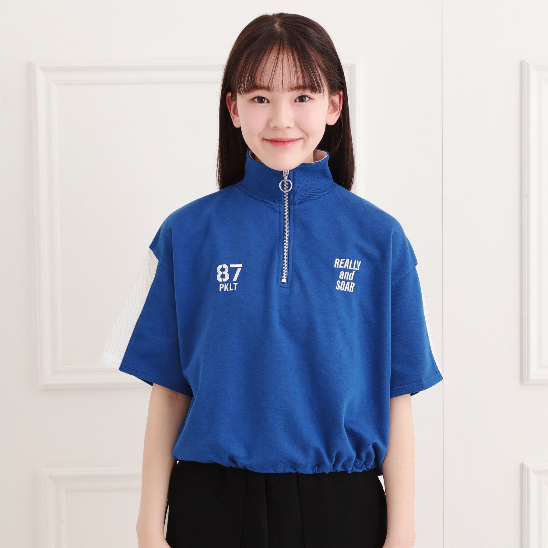 PINK-latte「メッシュ切替ハーフジッププルオーバー」|Tシャツ・カットソー|