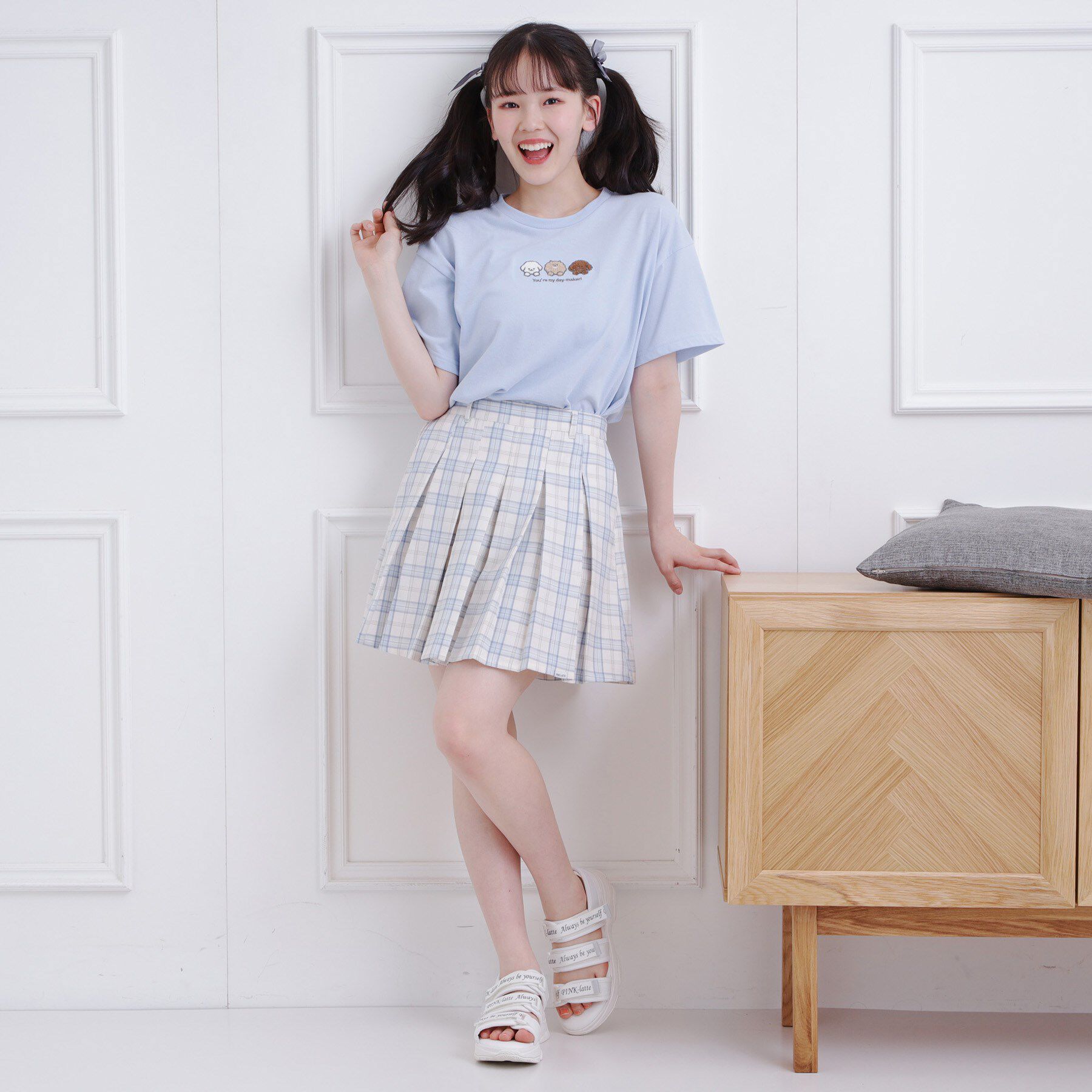 PINK-latte「接触冷感 ワンちゃんサガラTシャツ」|Tシャツ・カットソー|