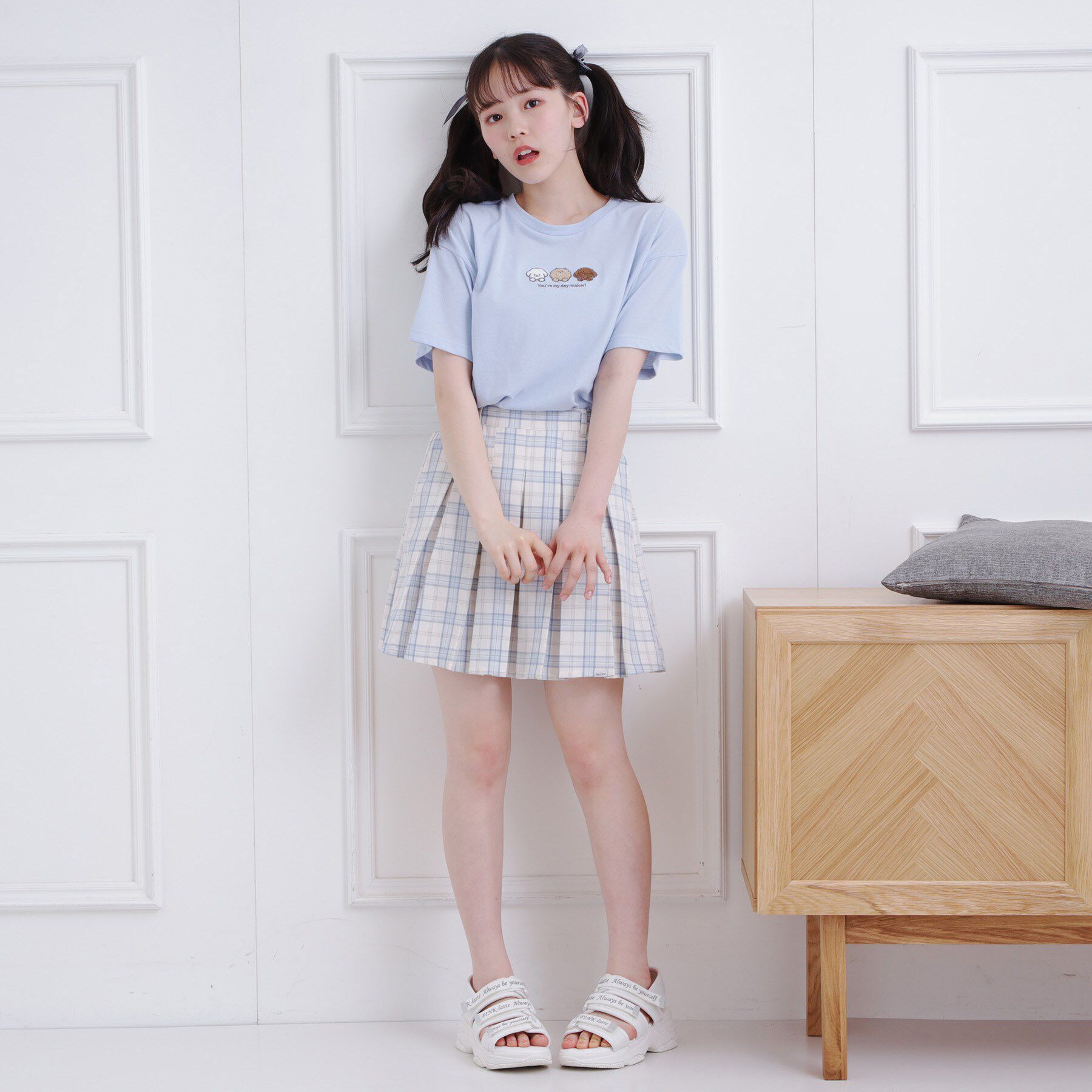 PINK-latte「接触冷感 ワンちゃんサガラTシャツ」|Tシャツ・カットソー|