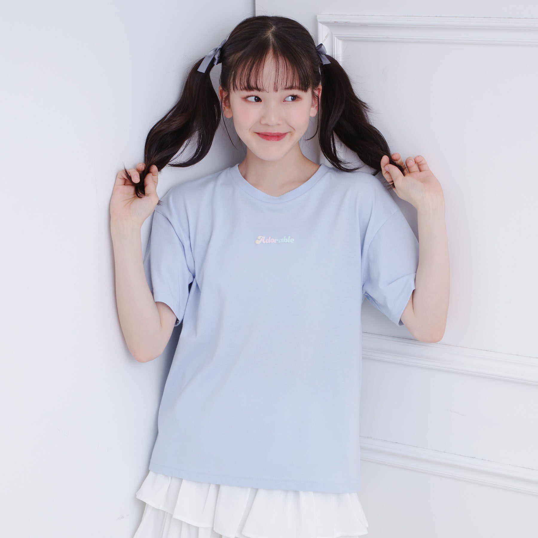 PINK-latte「グラデーションくまちゃん発砲ビッグTシャツ」|Tシャツ・カットソー|