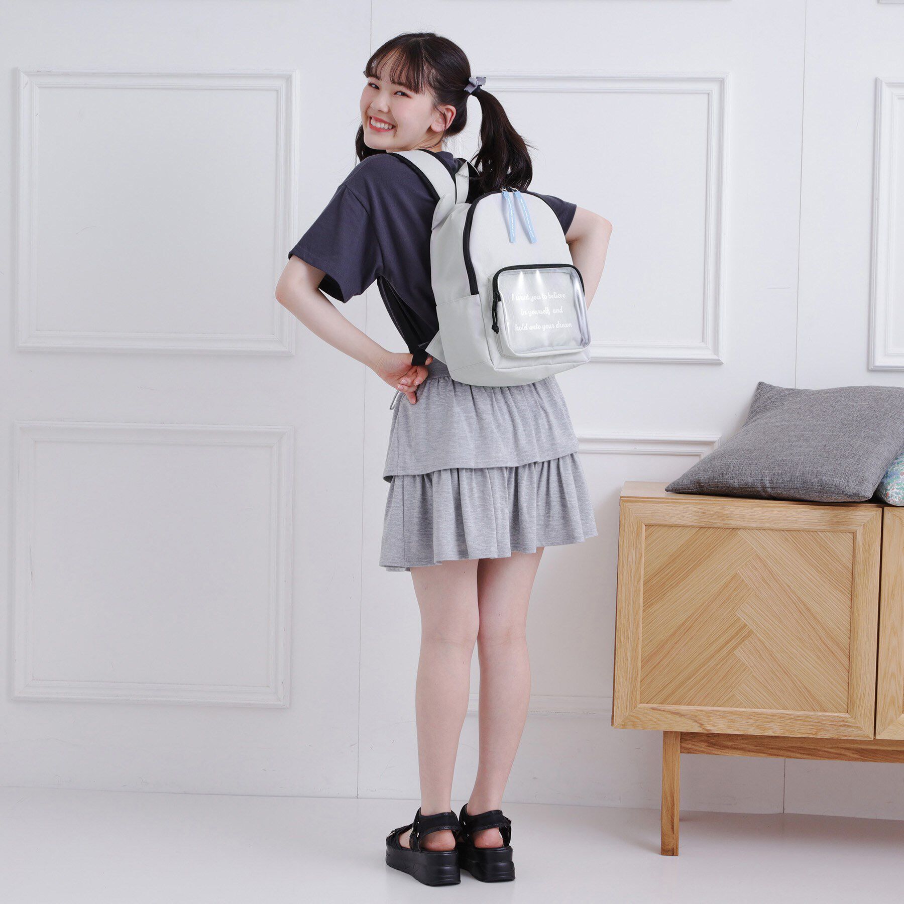 PINK-latte「【本体容量約14L】ネコミミリュック」|リュック|