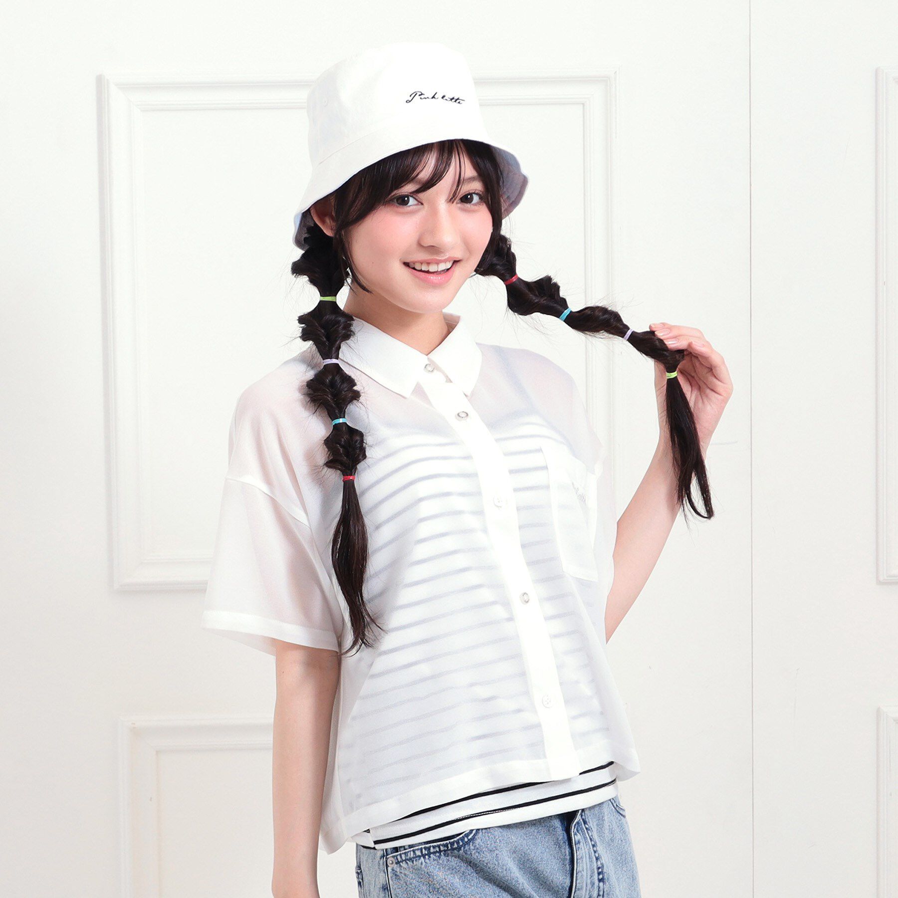 PINK-latte「【セットアイテム】半袖シアーシャツ＋冷感キャミセット」|その他|