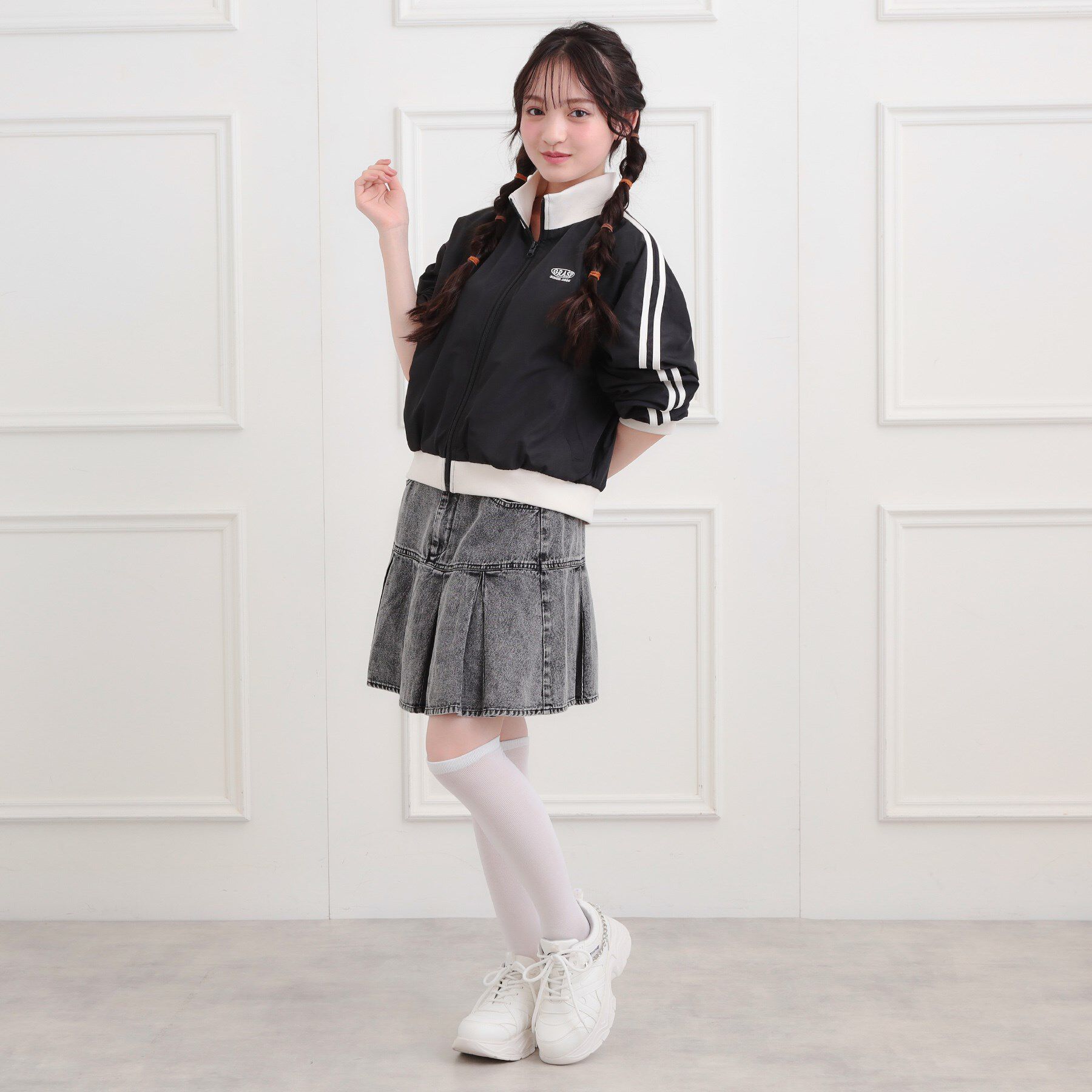 PINK-latte「ライントラックジャケット」|ブルゾン・スタジャン|