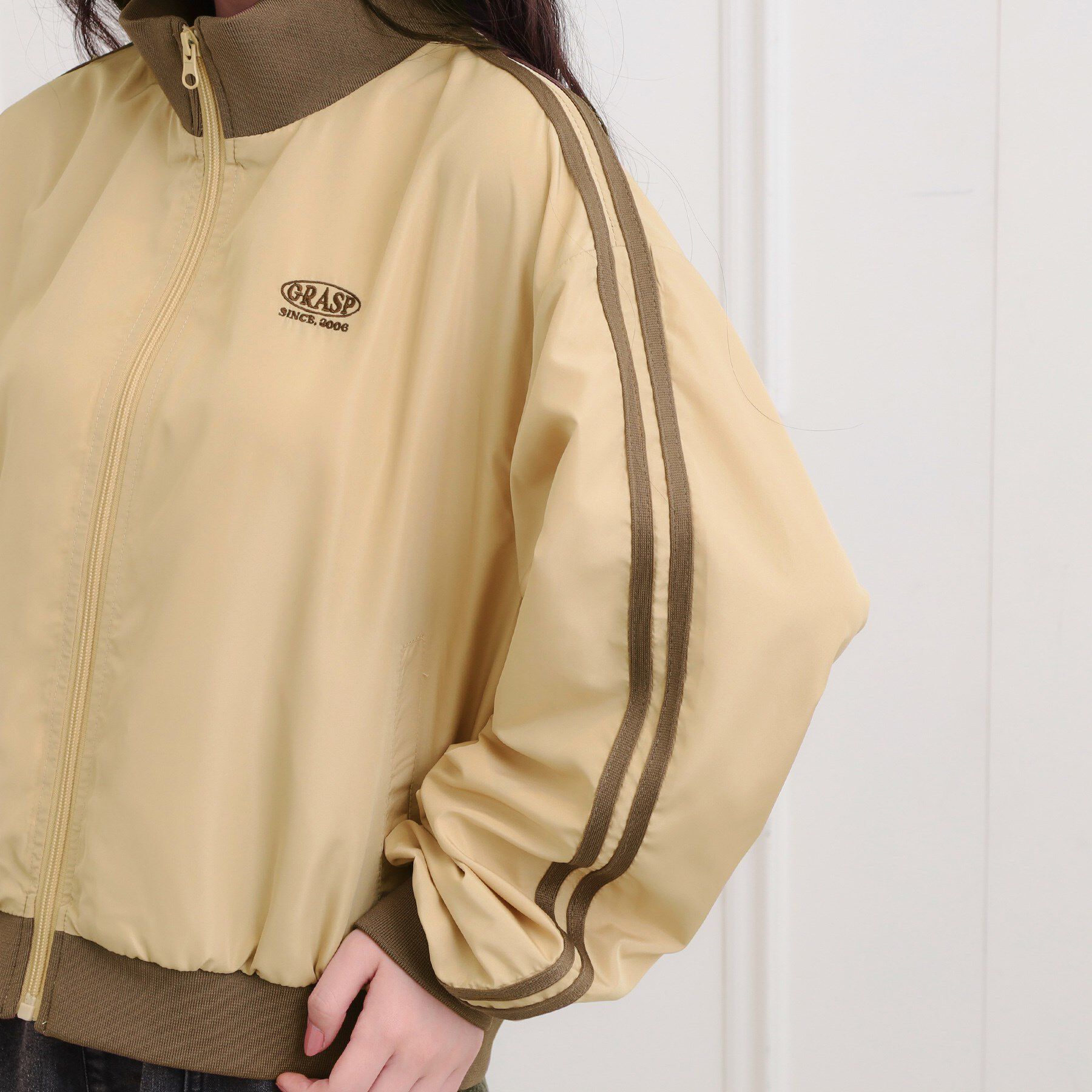 PINK-latte「ライントラックジャケット」|ブルゾン・スタジャン|