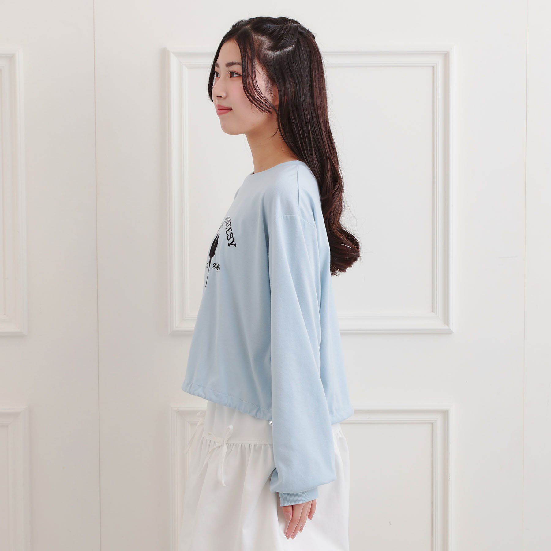 PINK-latte「裾ドロストチュールプルオーバー」|Tシャツ・カットソー|