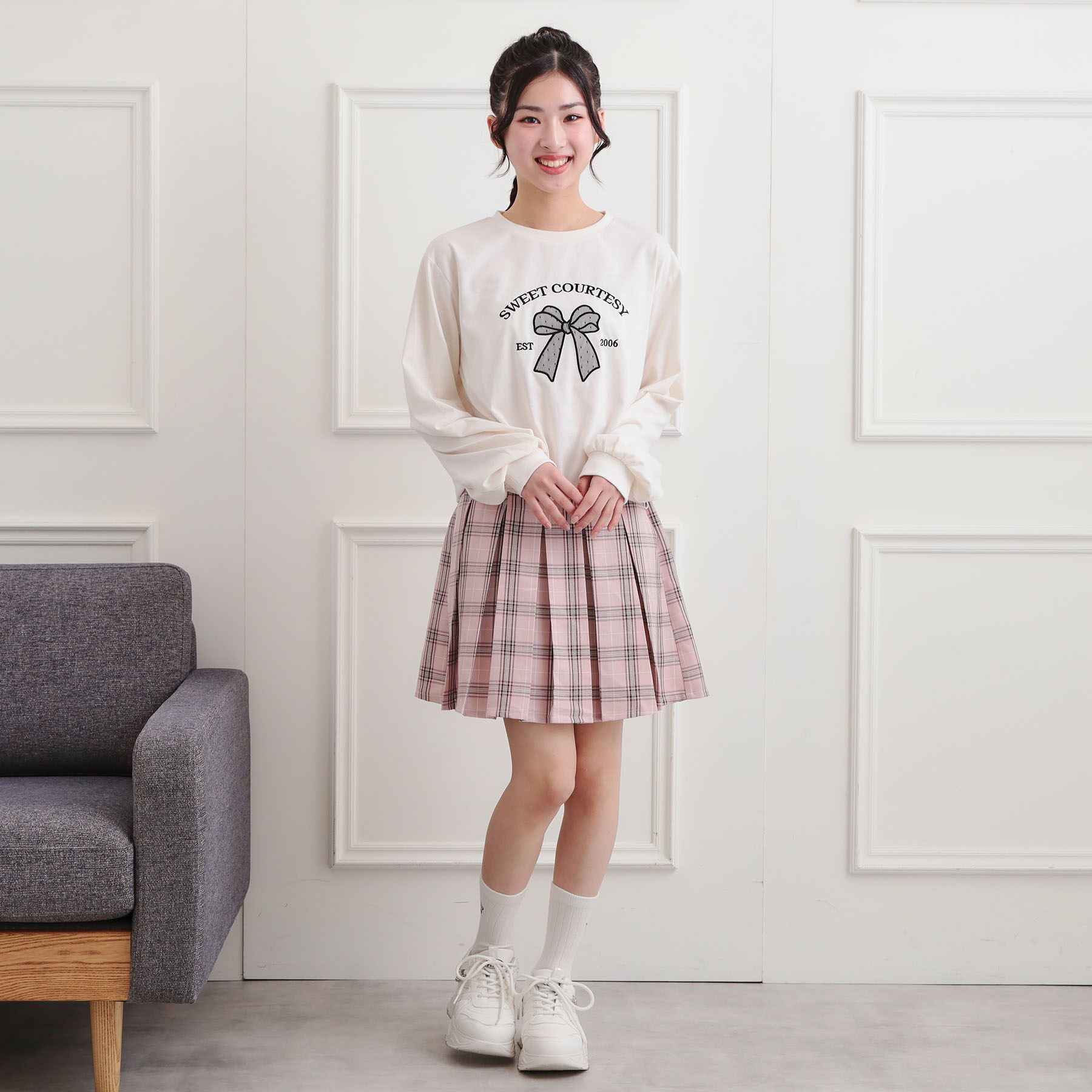 PINK-latte「裾ドロストチュールプルオーバー」|Tシャツ・カットソー|