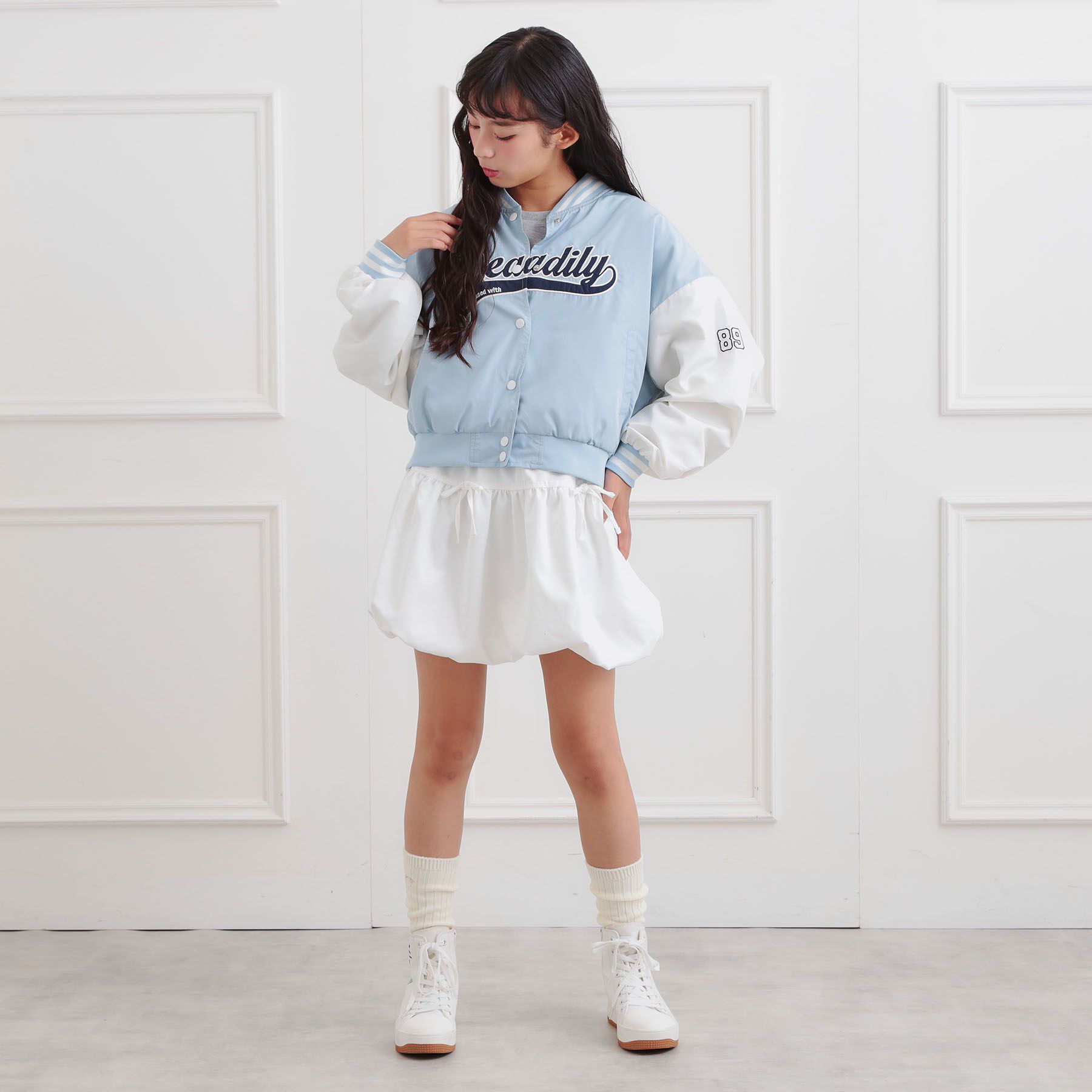 PINK-latte「ロゴアップリケスタジャン」|ブルゾン・スタジャン|